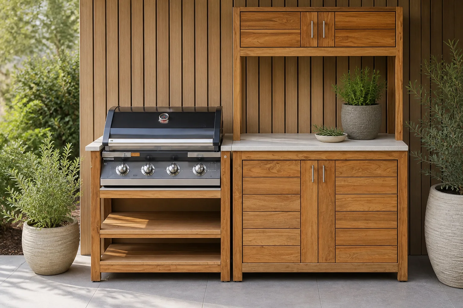 Sfeerfoto van Passion Grills | Buitenkeuken Module Milano | Opstelling 10 | Albastro Cream