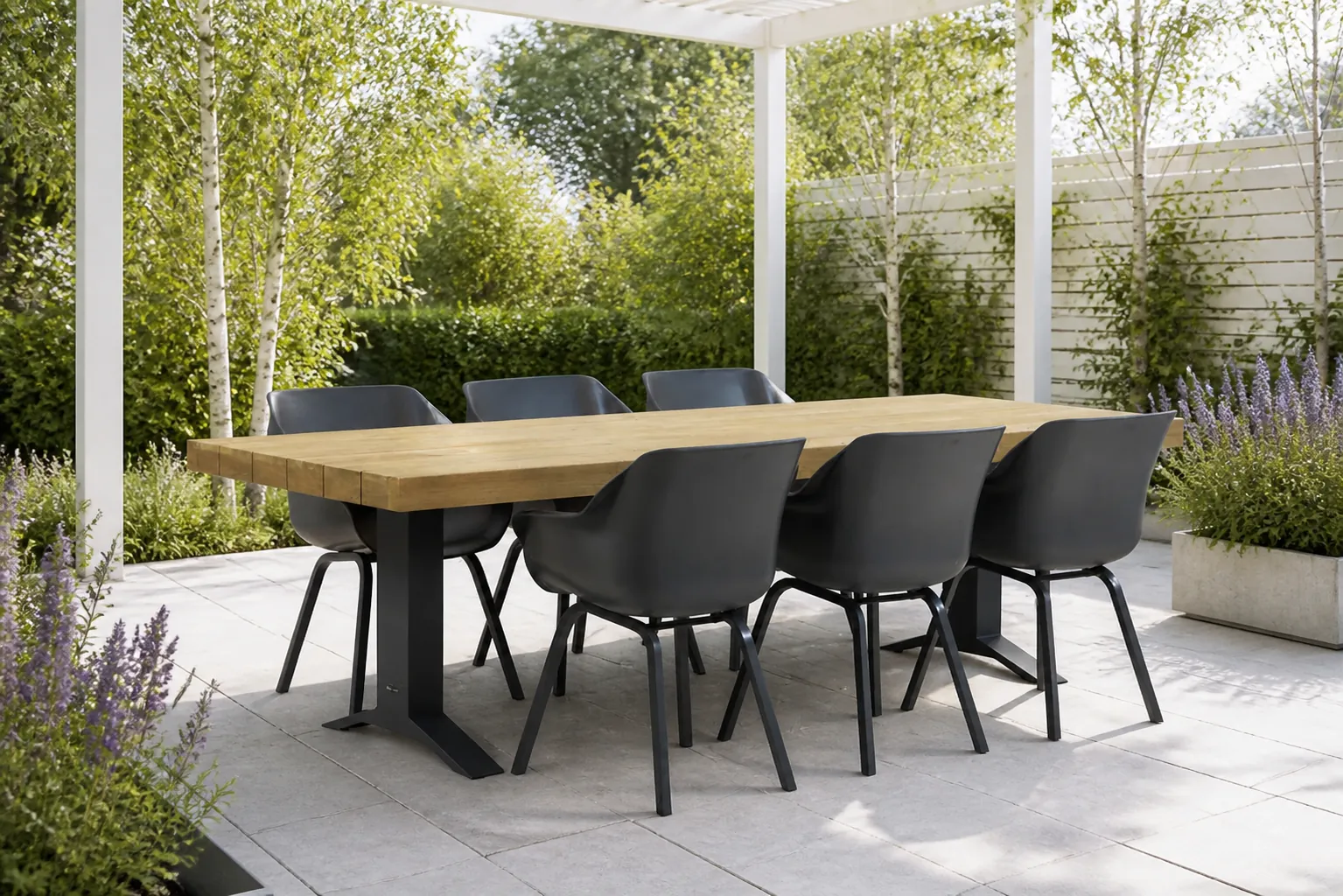 Sfeerfoto van Hartman Sophie element/Superior 260 cm dining tuinset 7-delig – Grijs-antraciet