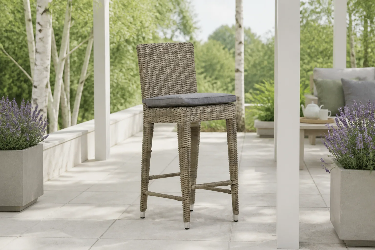 Sfeerfoto van Garden Collections York barchair natural – Taupe-naturel-bruin