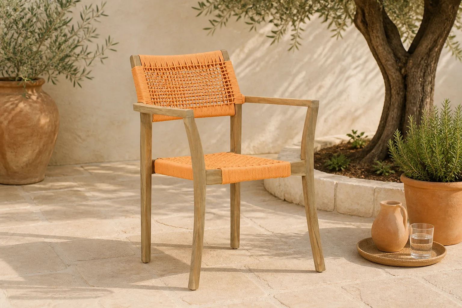 Sfeerfoto van Lifestyle Garden Furniture Dallas dining tuinstoel rope stapelbaar – Oranje