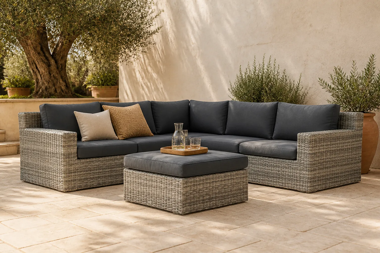 Sfeerfoto van Garden Collections Amico hoek loungeset 4-delig – Grijs-antraciet