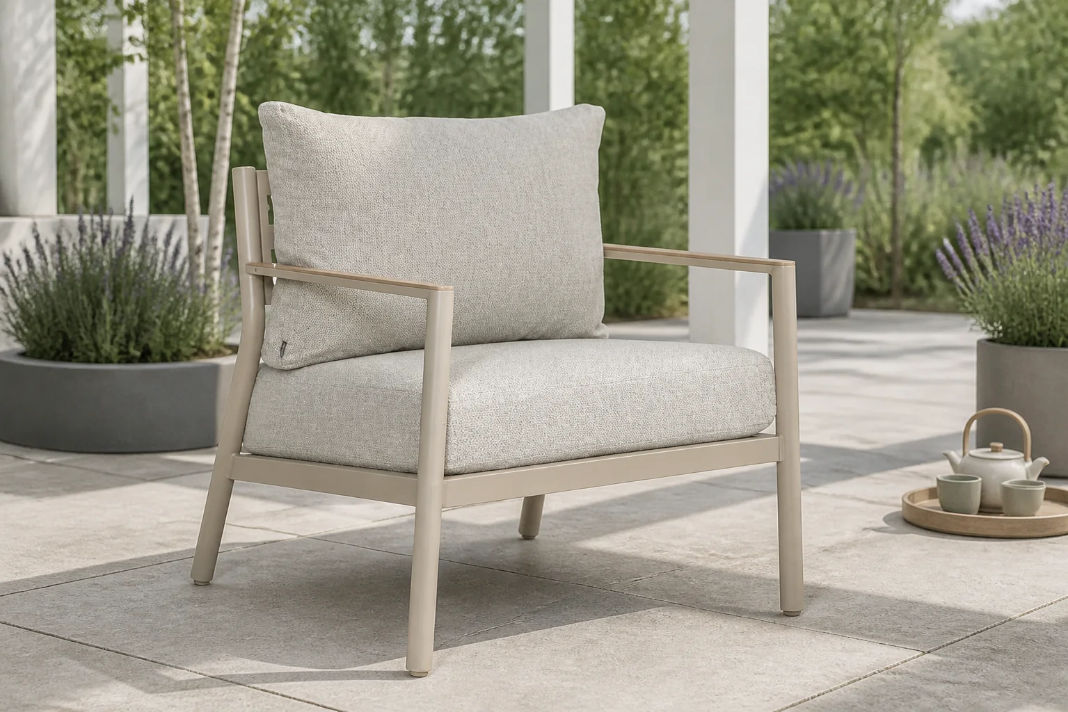 Sfeerfoto van Lifestyle Garden Furniture Verano lounge tuinstoel – Zand/Beige