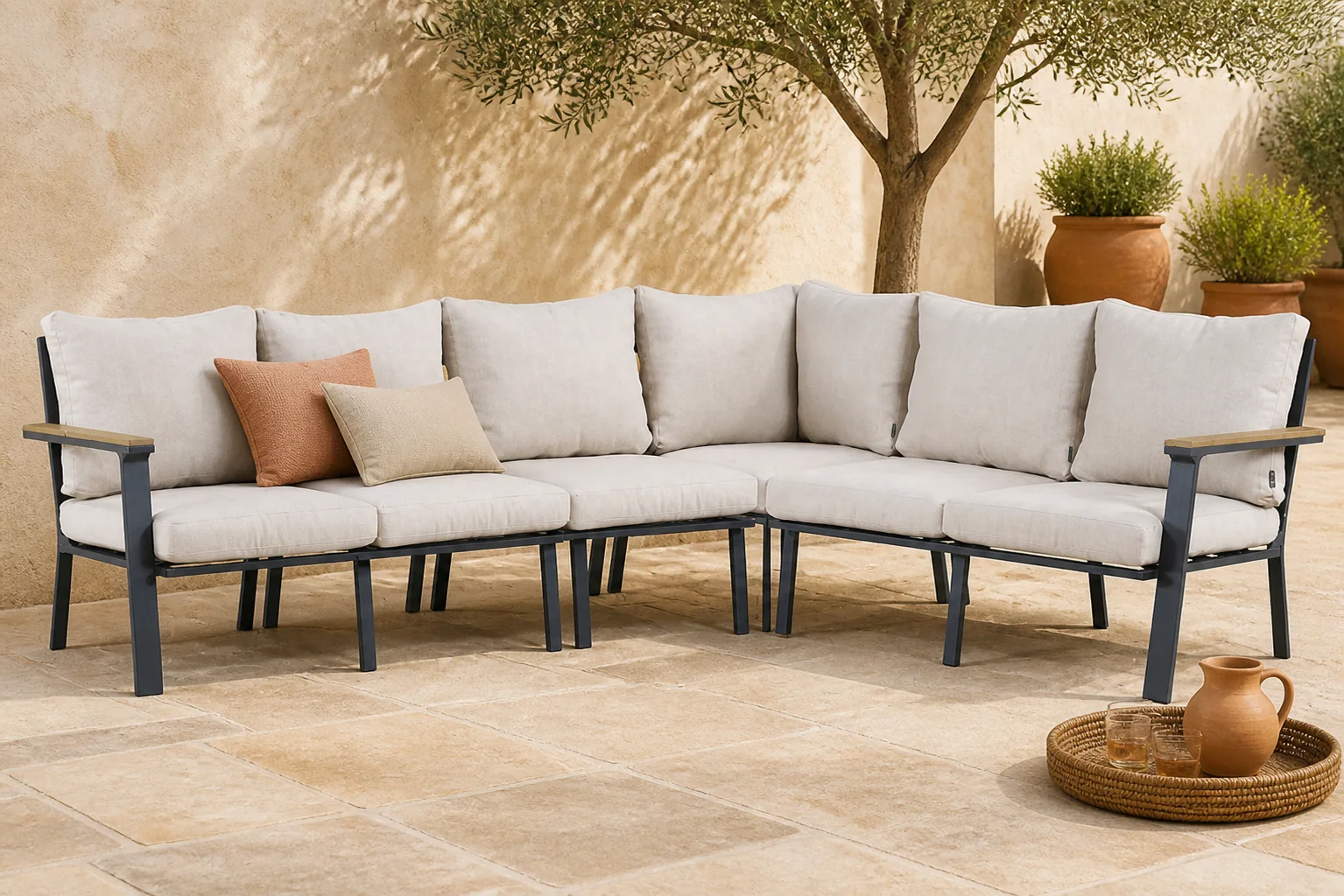 Sfeerfoto van Lifestyle Garden Furniture Santiago hoek loungeset 4-delig – Grijs-antraciet