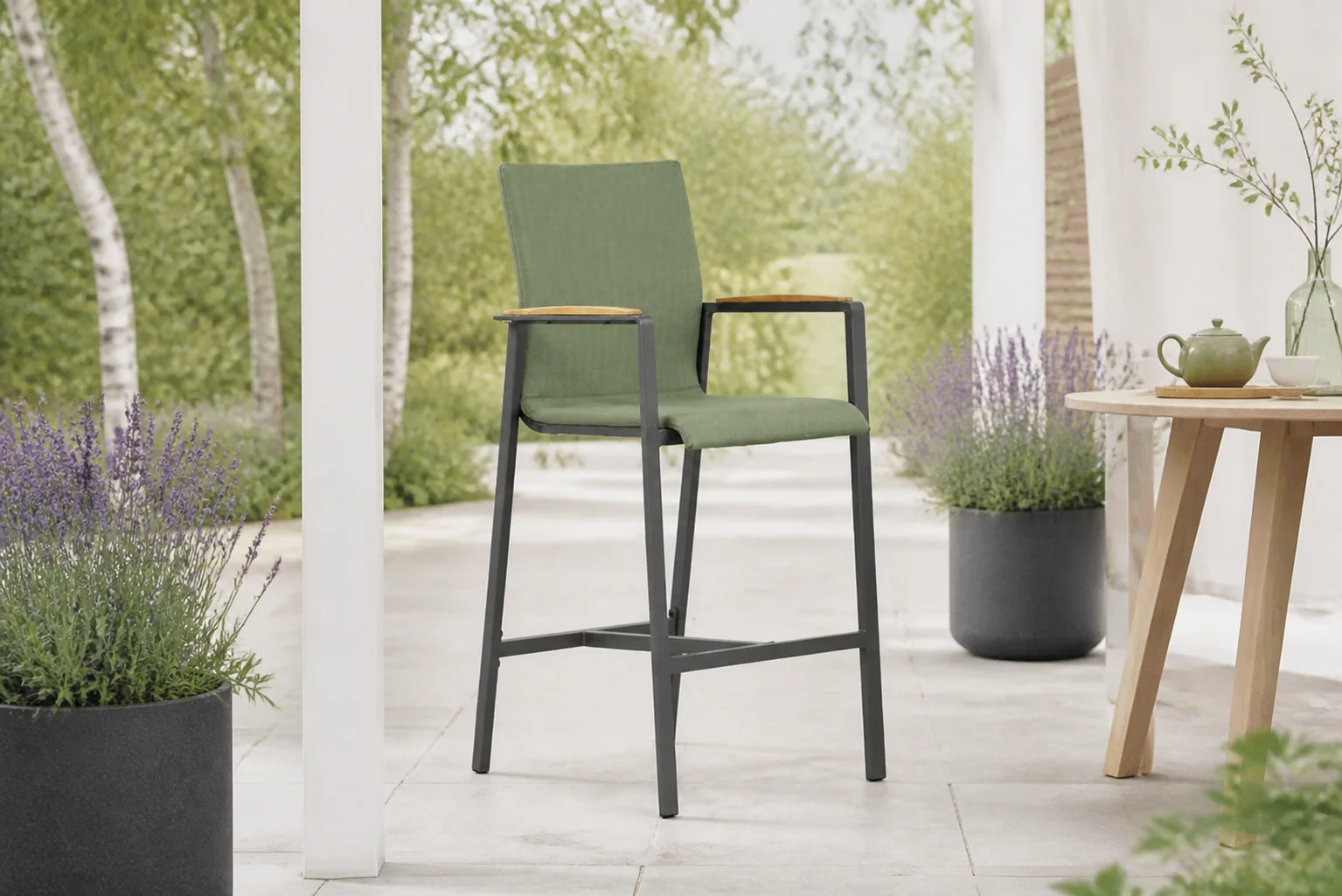 Sfeerfoto van Lifestyle Garden Furniture Brandon barstoel – Groen
