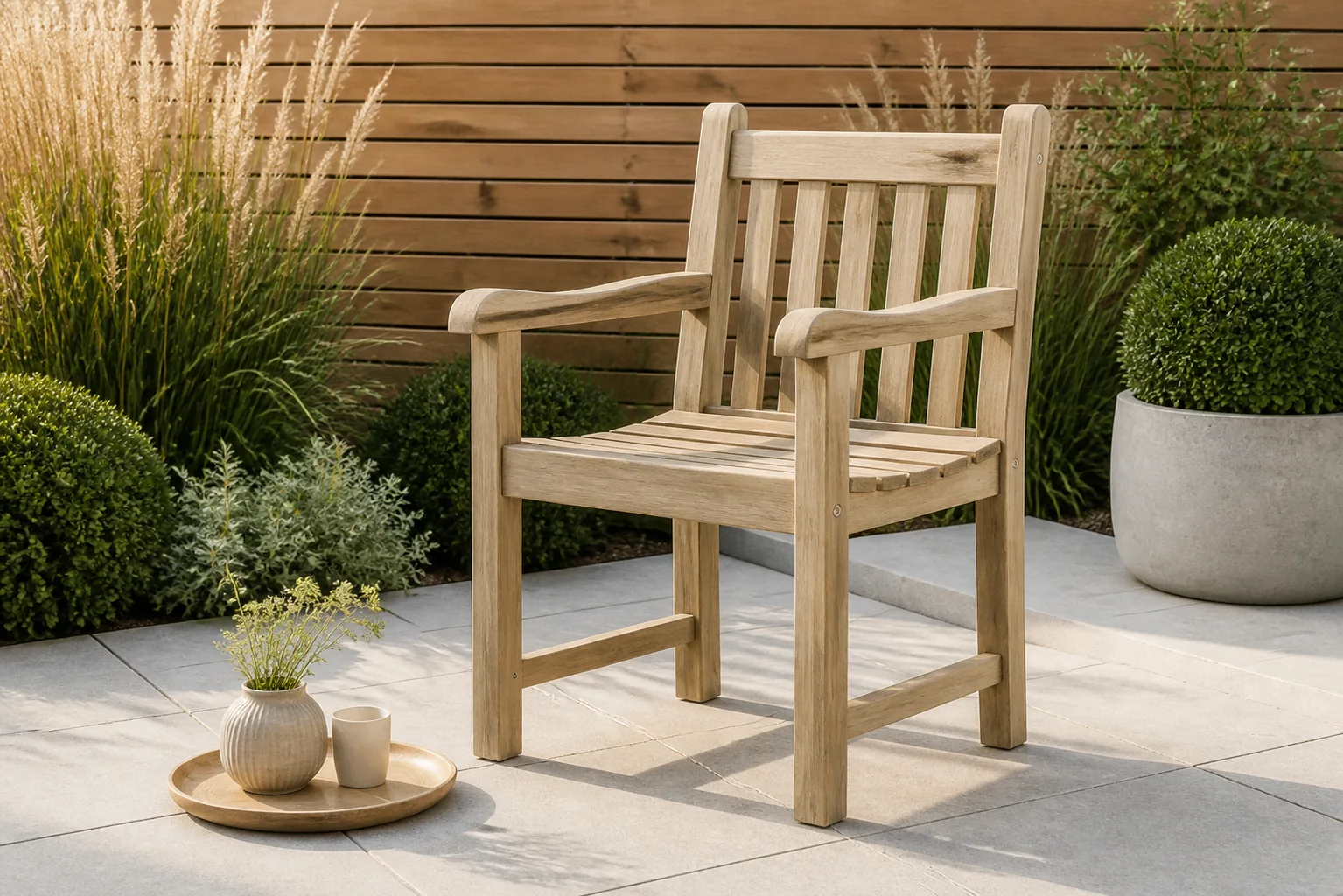 Sfeerfoto van Garden Collections Preston loungestoel – Old teak greywash
