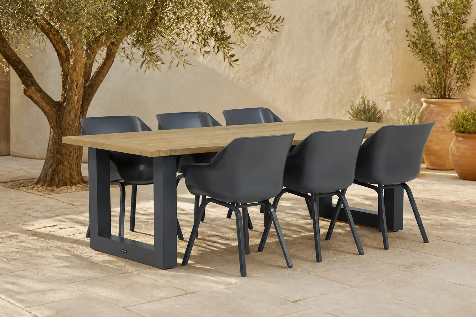 Sfeerfoto van Hartman Sophie element/Talai 240 cm dining tuinset 7-delig – Grijs-antraciet