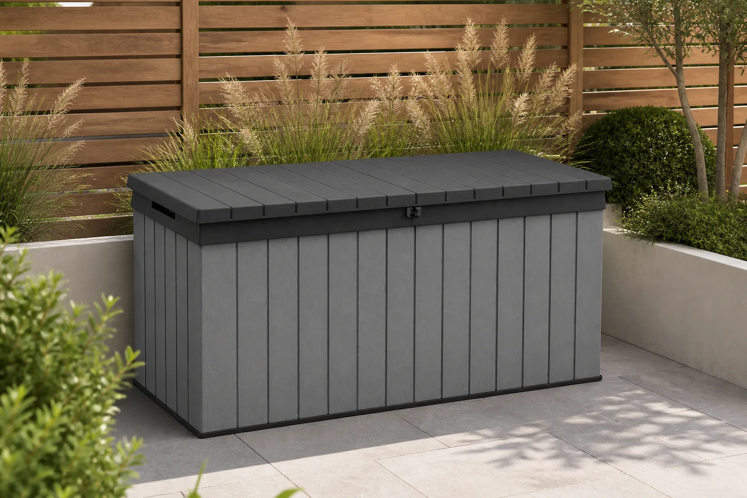 Sfeerfoto van Keter Darwin Opbergbox 570L 142,5×65,5×78,2cm Grijs