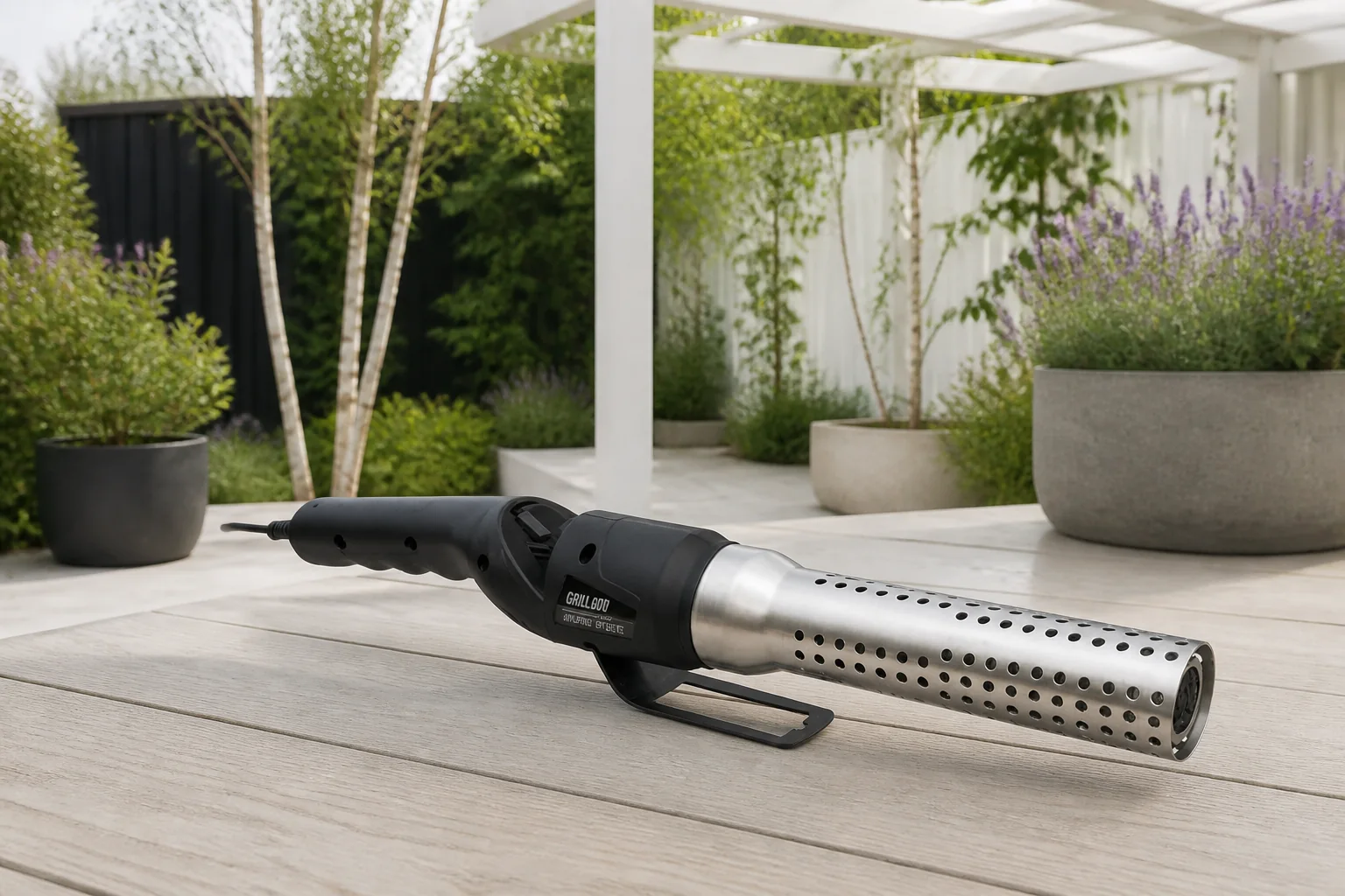 Sfeerfoto van Grill Guru elektrische BBQ aansteker – rvs