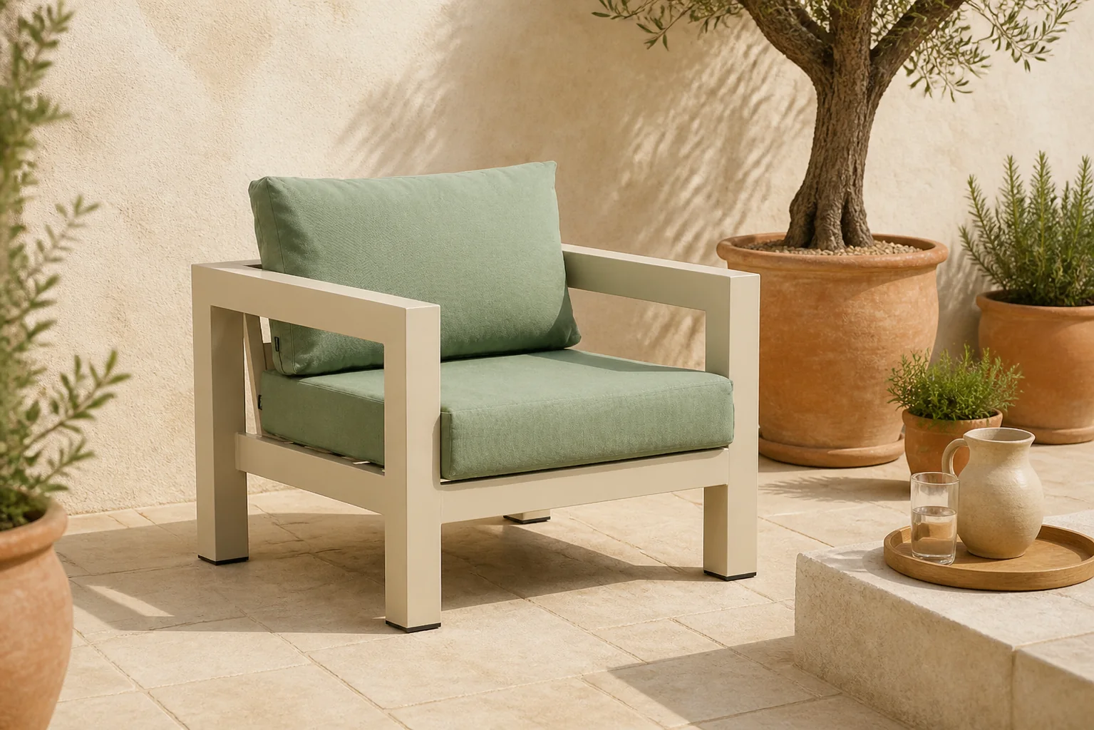 Sfeerfoto van Lifestyle Garden Furniture Luca lounge tuinstoel – Taupe-naturel-bruin