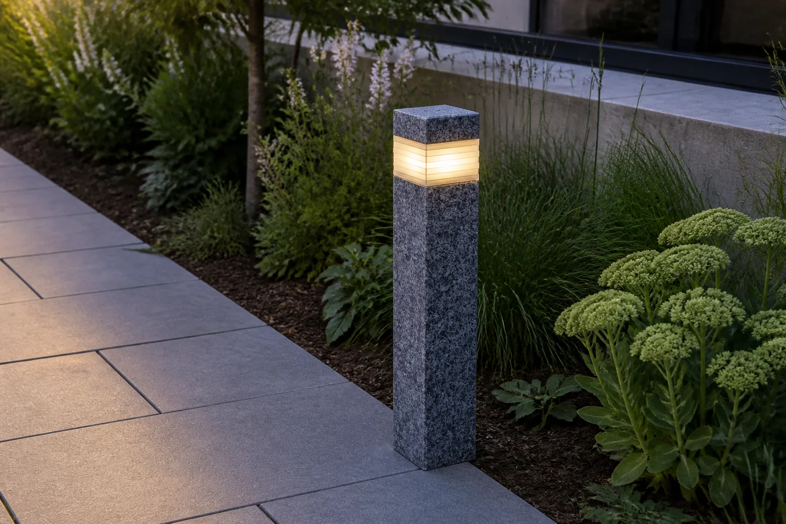Sfeerfoto van Garden lights 12 volt tuinlamp Atera steenlook 60cm