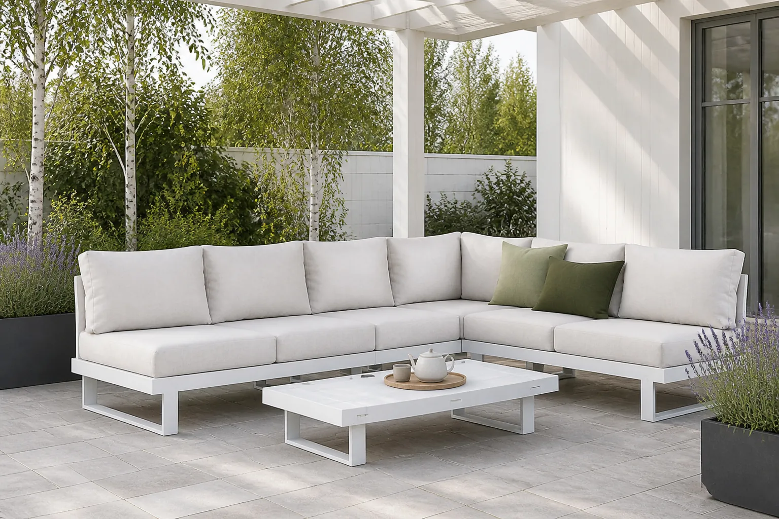 Sfeerfoto van Lifestyle Garden Furniture Lorenzo hoek loungeset 5-delig – Wit