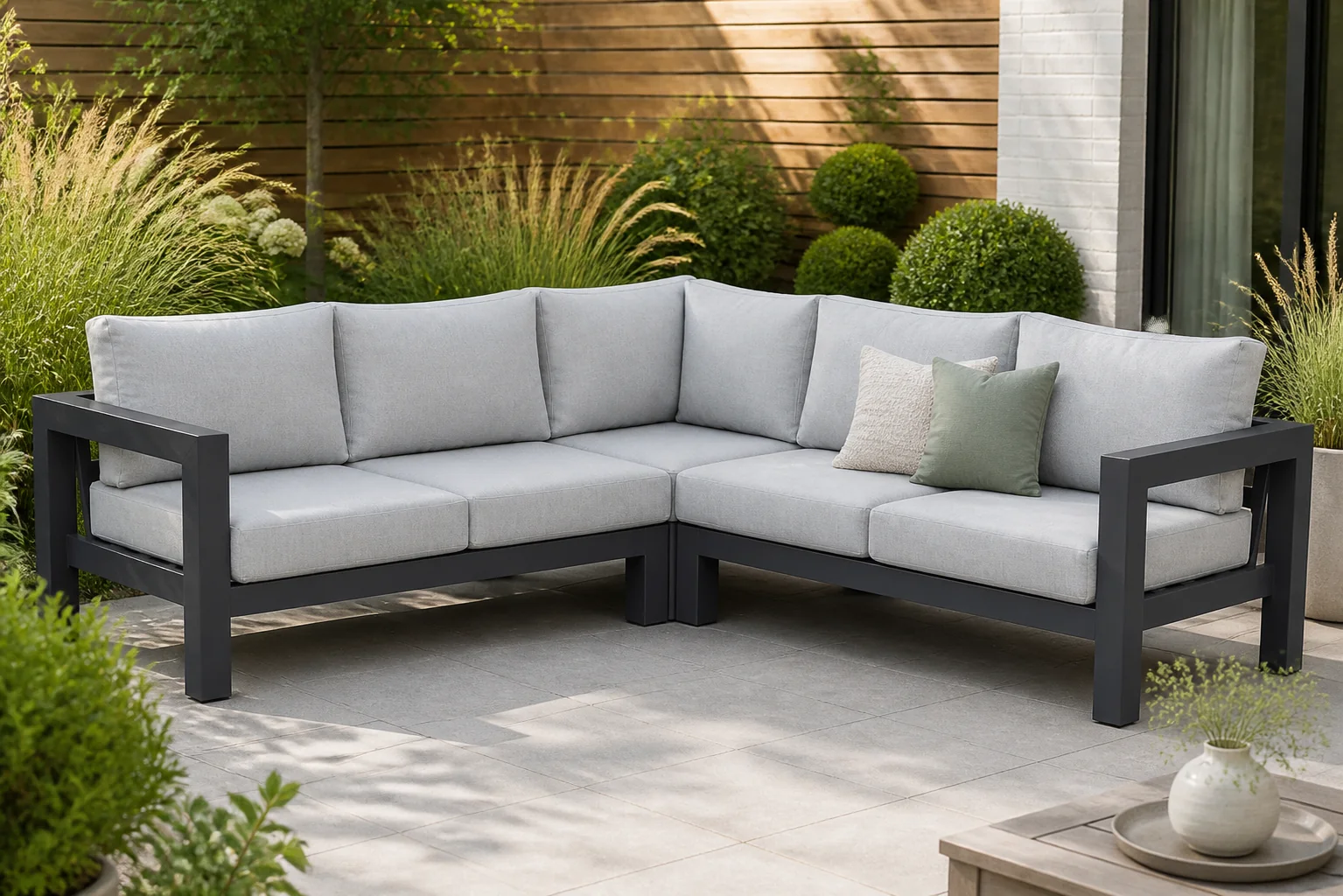 Sfeerfoto van Lifestyle Garden Furniture Luca hoek loungeset 3-delig – Grijs-antraciet