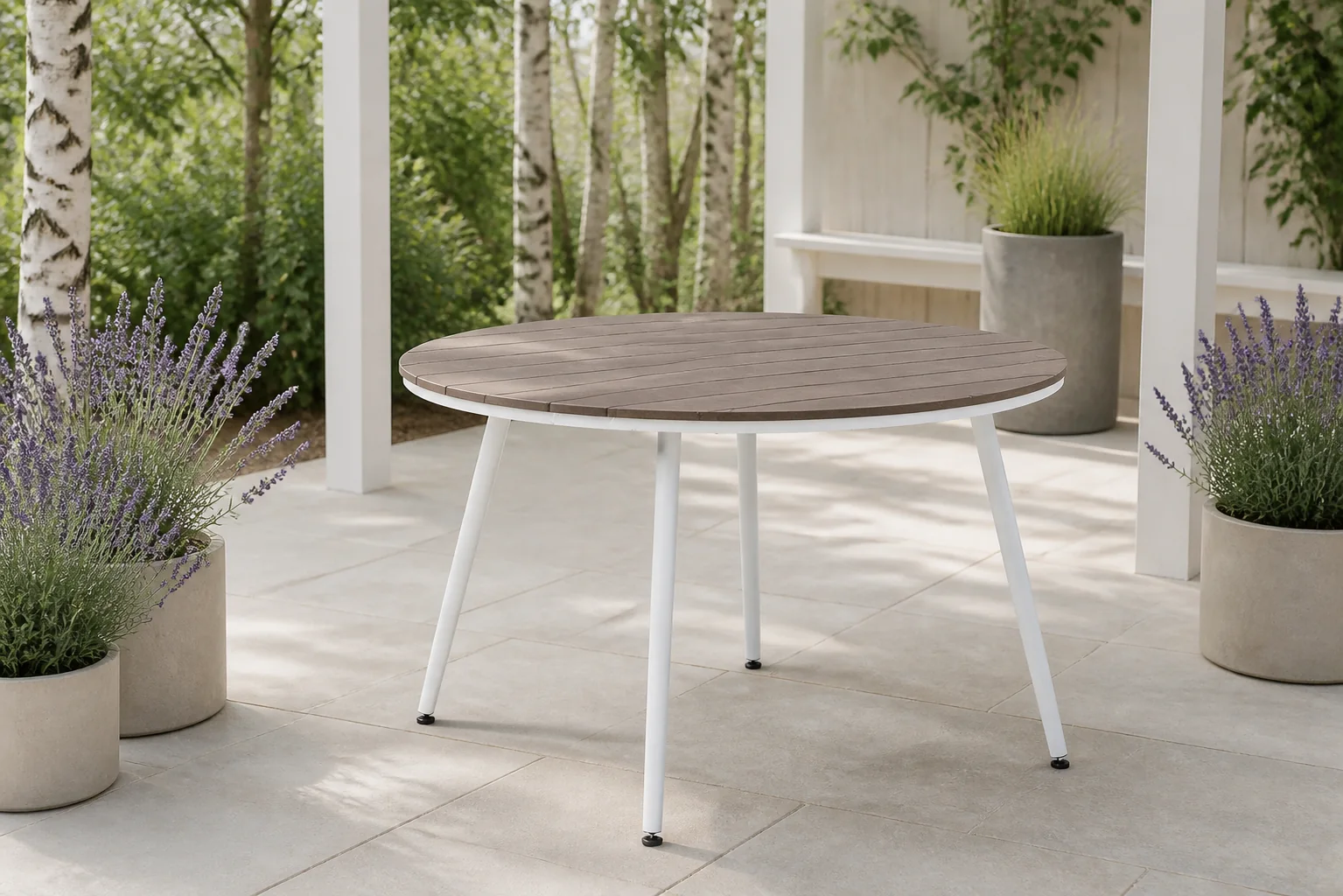 Sfeerfoto van Lifestyle Garden Furniture Yala dining tuintafel 125 cm – Wit