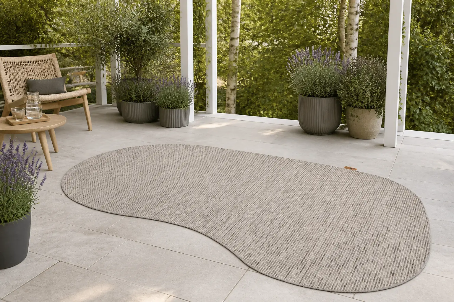 Sfeerfoto van 4 Seasons Outdoor | Outdoor Vloerkleed Kidney 200 x 290 cm | Slate