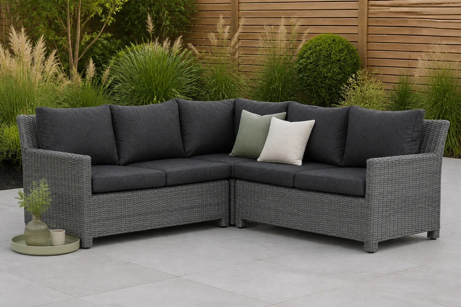 Sfeerfoto van Garden Collections Lusso dining loungeset 3-delig – Grijs-antraciet