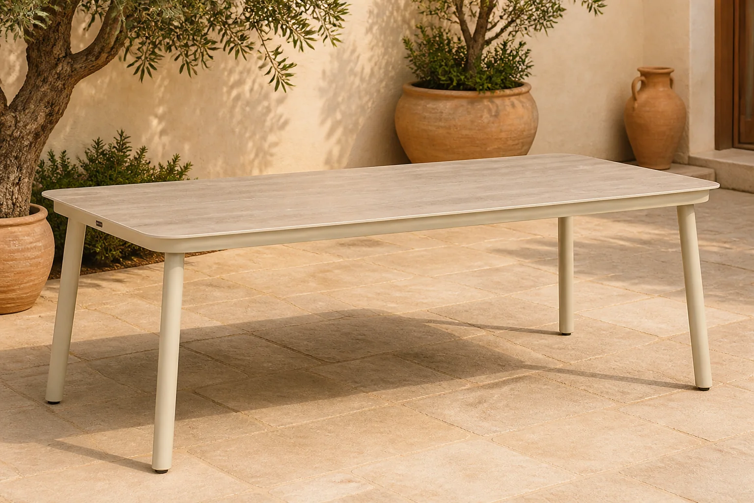 Sfeerfoto van Lifestyle Garden Furniture Tavano dining tuintafel 220 x 90 cm – Taupe-naturel-bruin