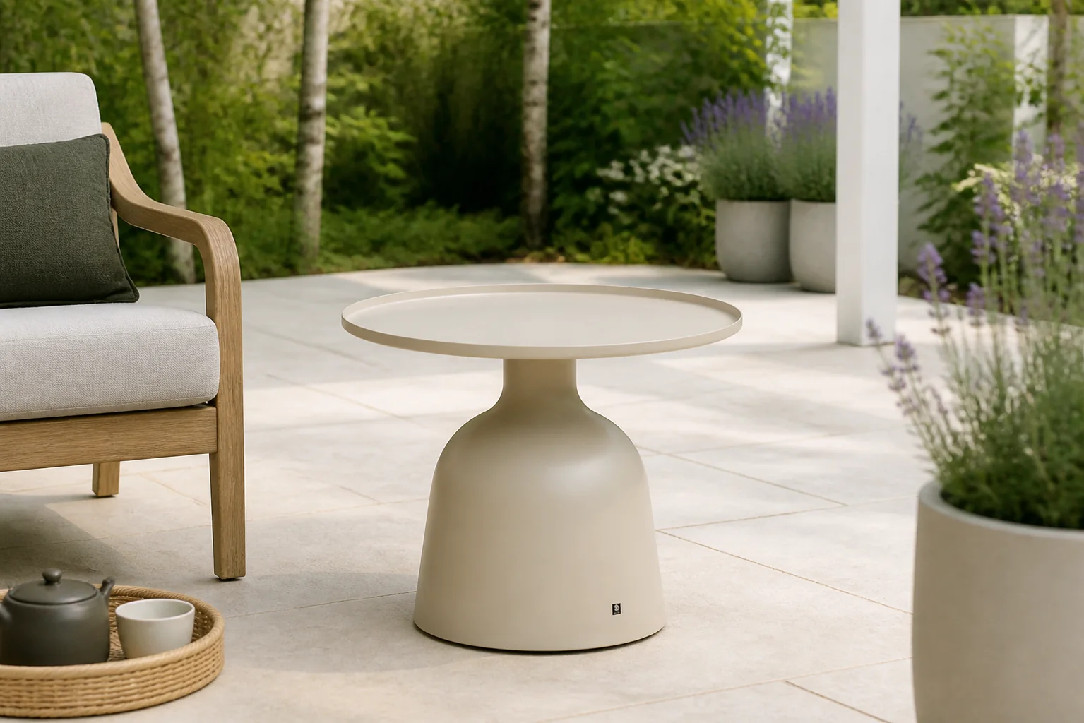 Sfeerfoto van Santika Furniture Lestari loungetafel 55 cm – Taupe-naturel-bruin