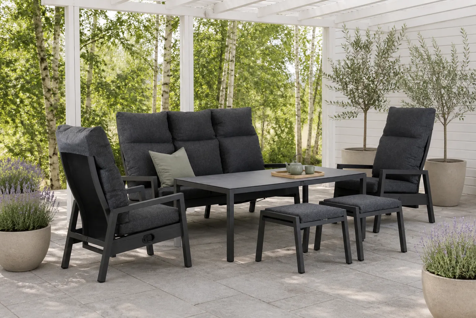 Sfeerfoto van Lifestyle Garden Furniture Venice stoel-bank loungeset 6-delig – Grijs-antraciet