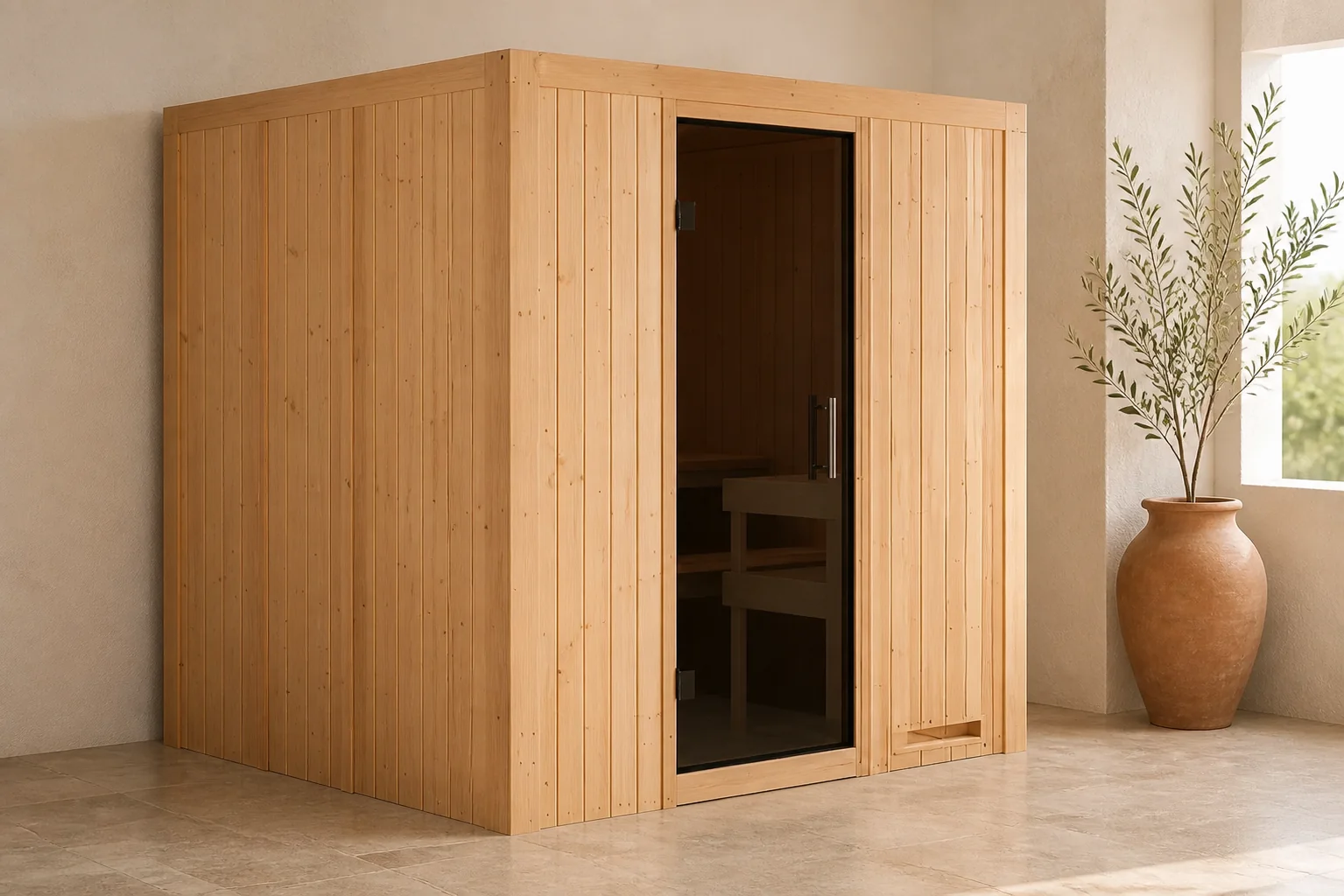 Sfeerfoto van Karibu | Sodin Sauna | Energiesparende Deur