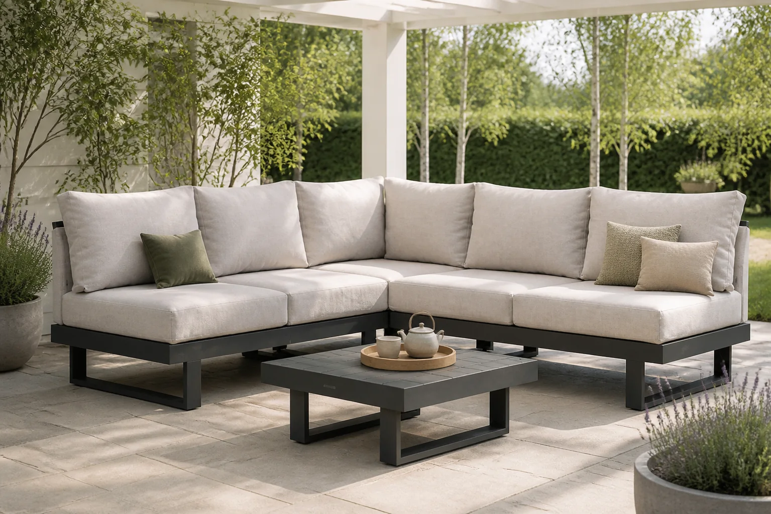 Sfeerfoto van Lifestyle Garden Furniture Lorenzo hoek loungeset 4-delig – Grijs-antraciet