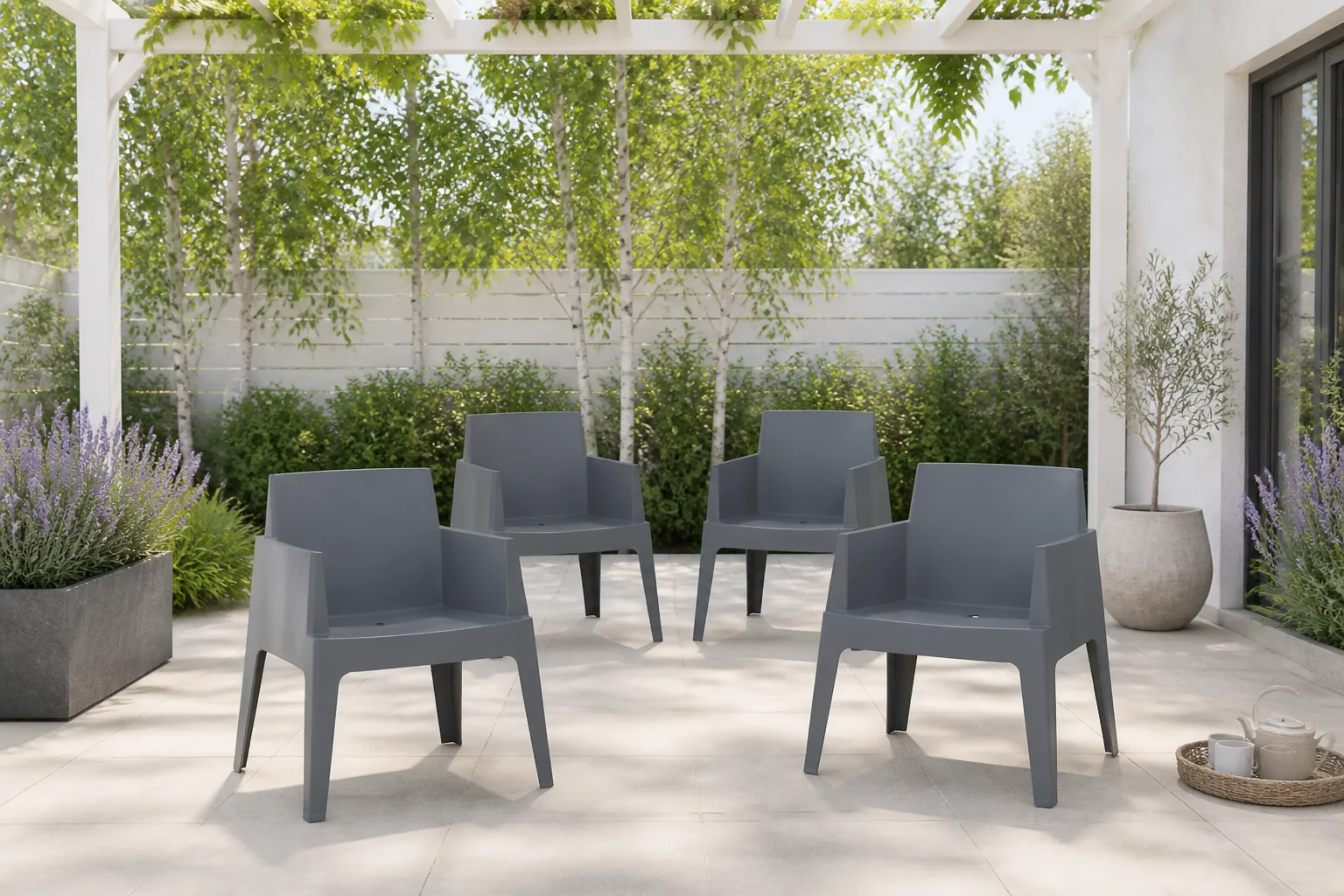 Sfeerfoto van Garden impressions Box Tuinstoel Donkergrijs 4 stuks tuinmeubel – grijs