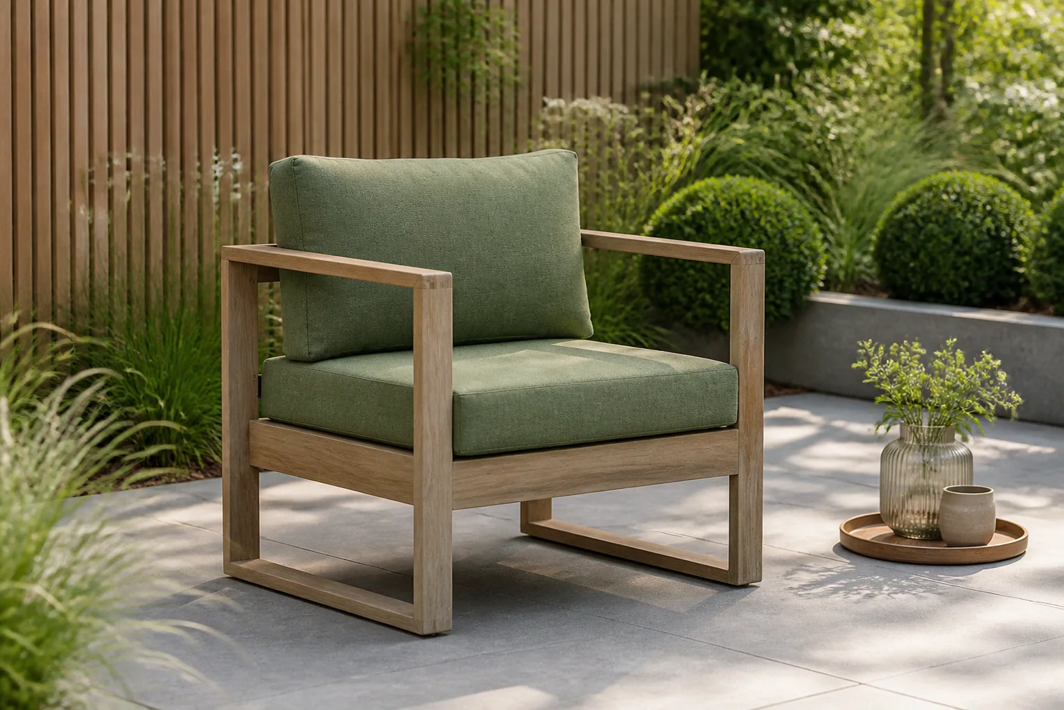 Sfeerfoto van Garden Collections Newbury lounge tuinstoel – Old teak greywash