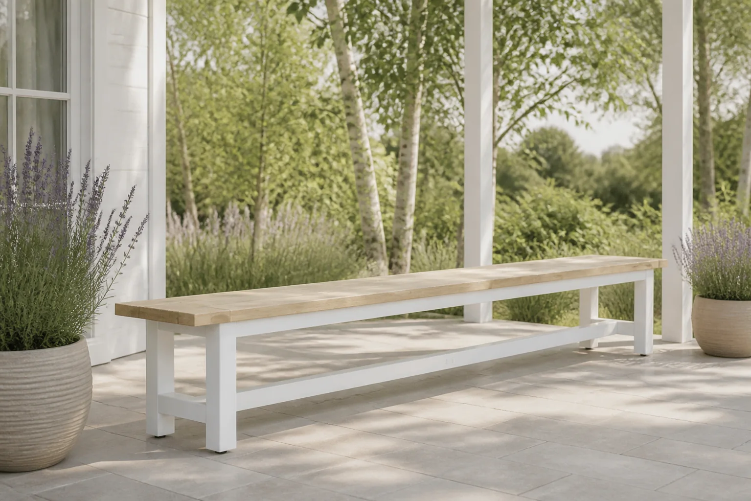 Sfeerfoto van Lifestyle Garden Furniture Los Angeles picknickbank 300 cm – Old teak greywash
