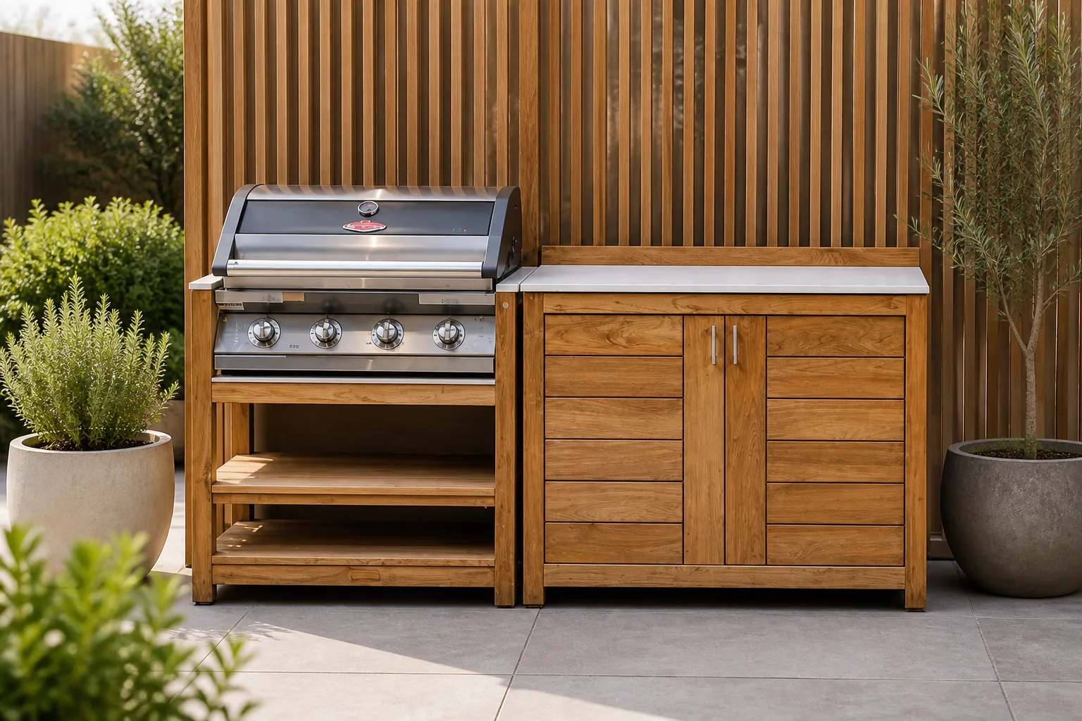 Sfeerfoto van Passion Grills | Buitenkeuken Module Milano | Opstelling 09 | Albastro Cream
