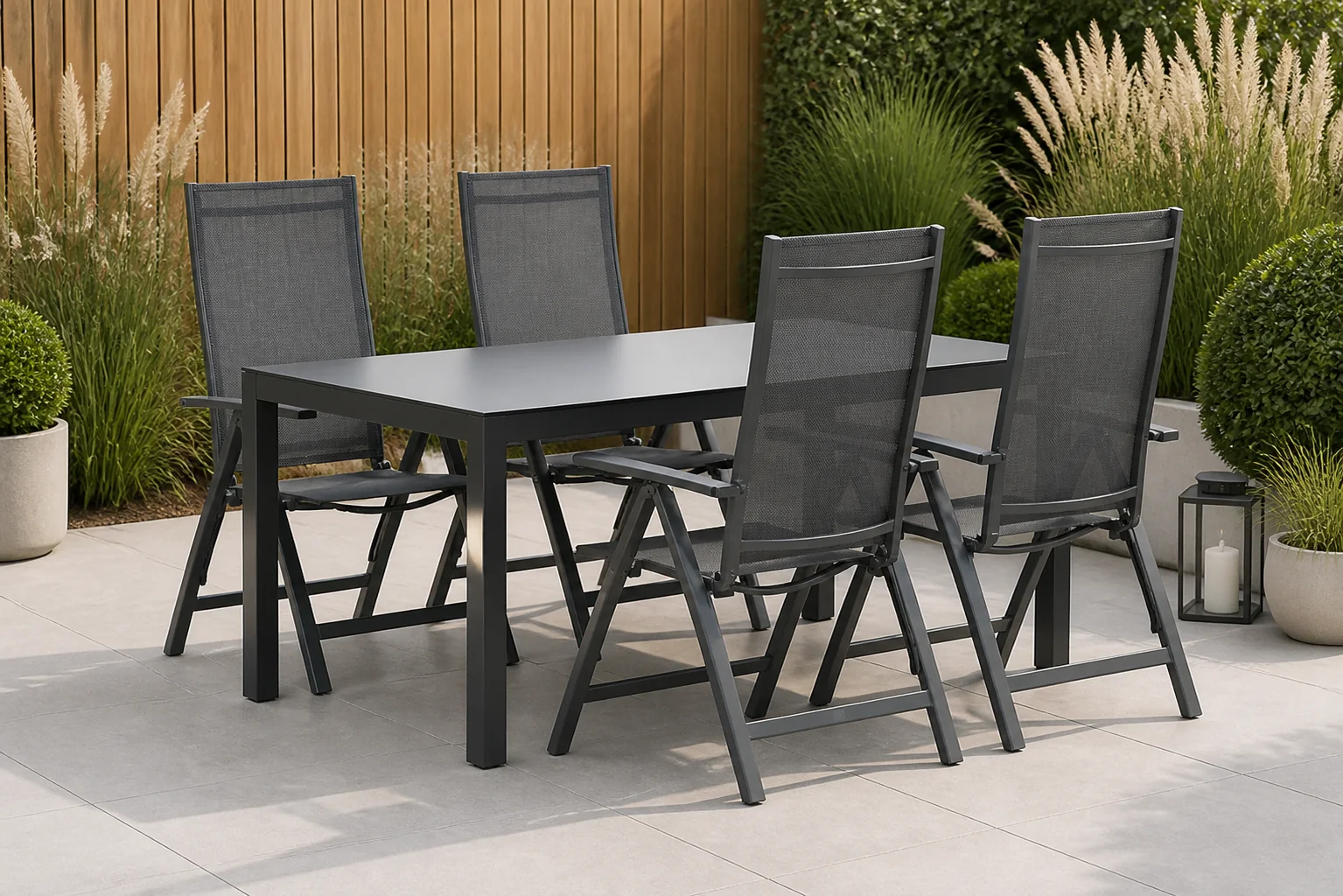 Sfeerfoto van Presto Donato/Madras 180 cm dining tuinset 5-delig – Grijs-antraciet