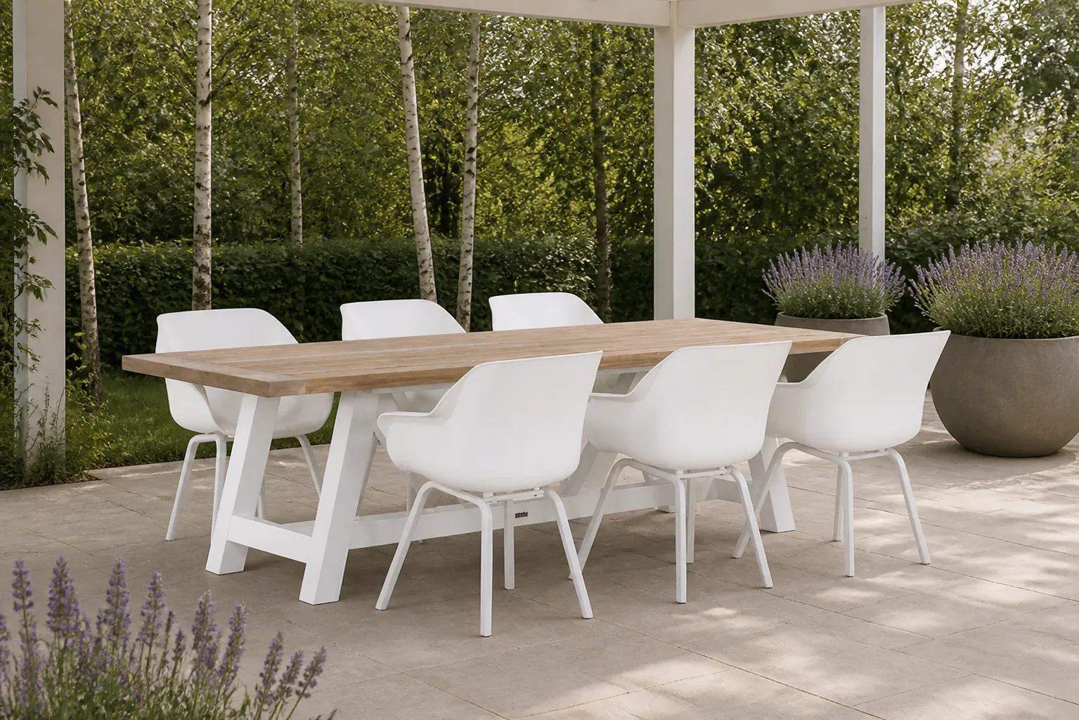 Sfeerfoto van Hartman Sophie element/Florence 260 cm dining tuinset 7-delig – Wit