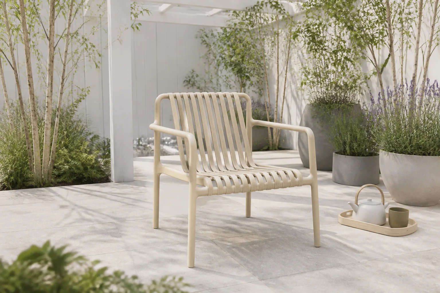 Sfeerfoto van Domani Furniture Alba lounge tuinstoel loft – Zand/Beige