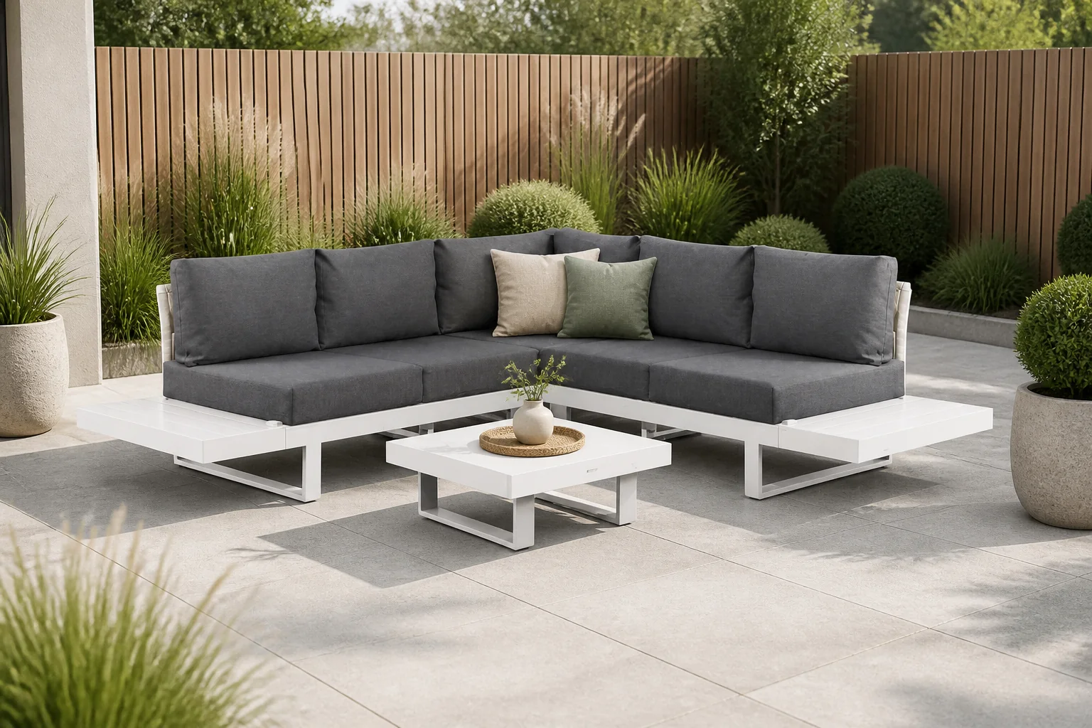 Sfeerfoto van Lifestyle Garden Furniture Lorenzo hoek loungeset 6-delig – Wit