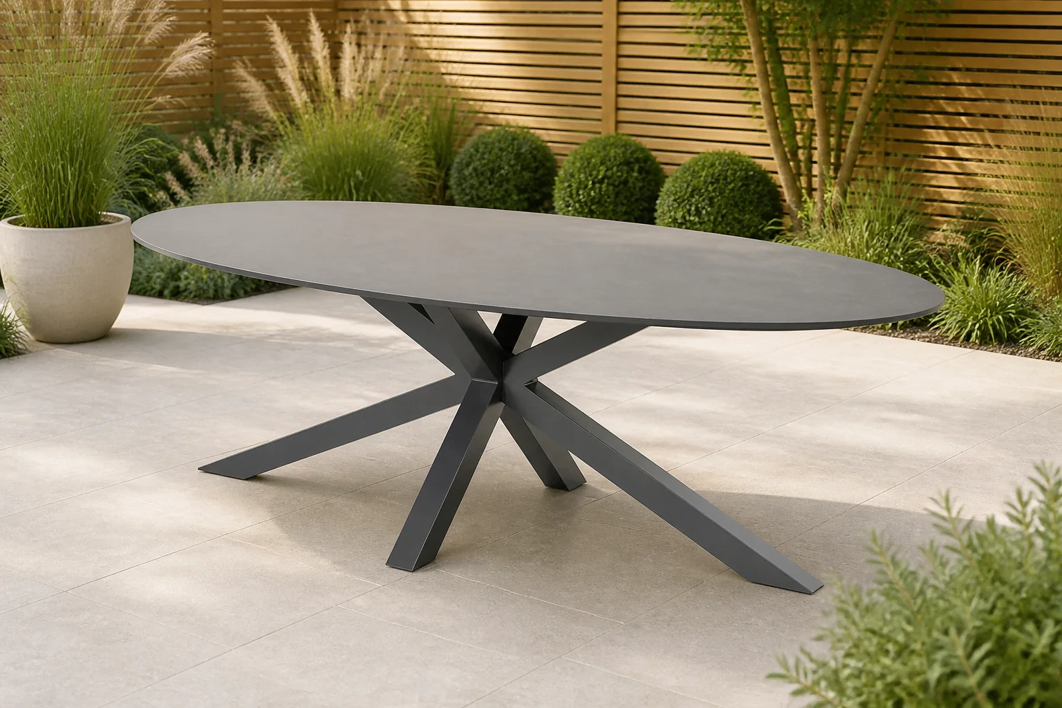 Sfeerfoto van Hartman tuintafel Xander (220×120 cm) – antraciet