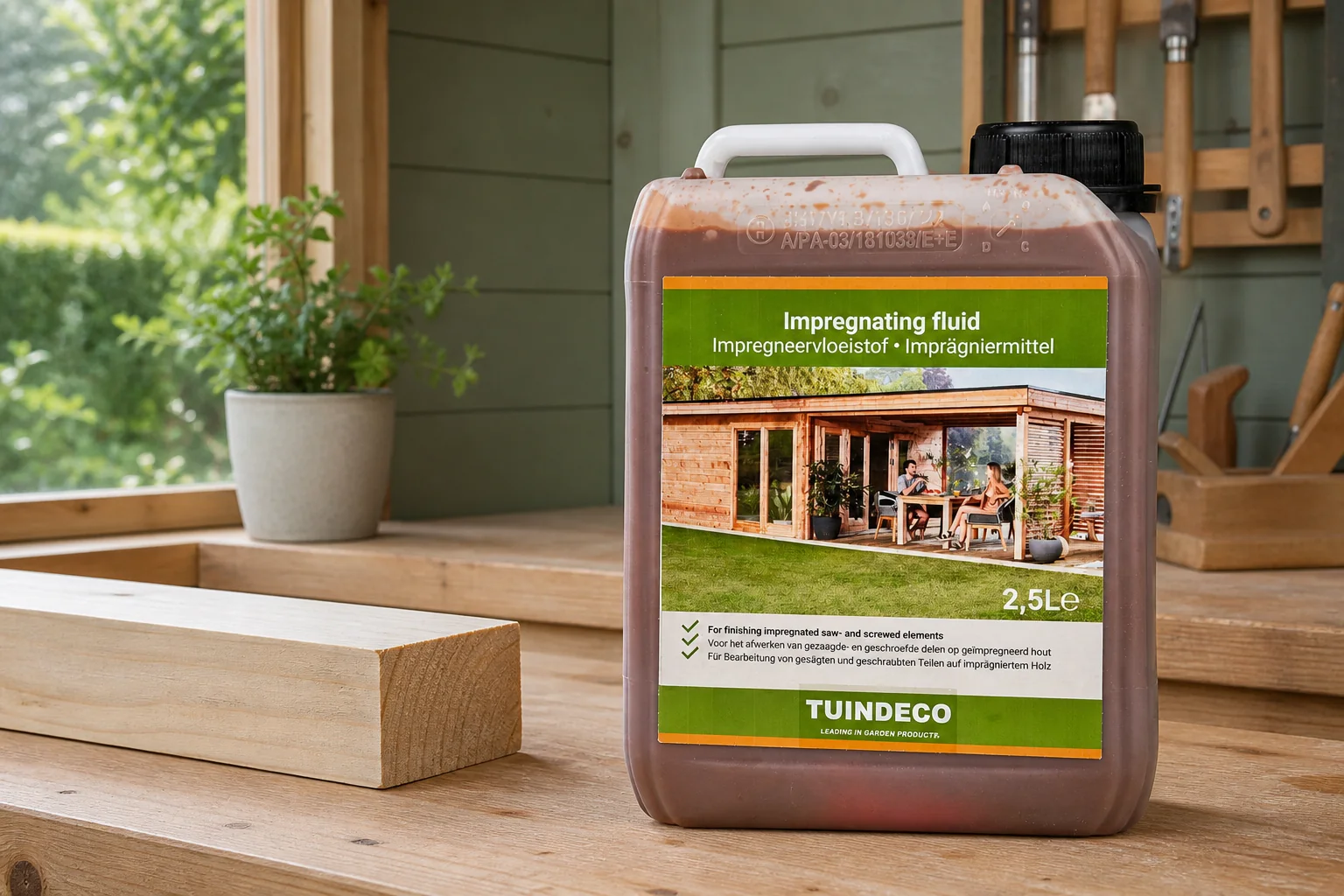 Sfeerfoto van Tuindeco Impregneervloeistof Red Class 2,5 liter – hout