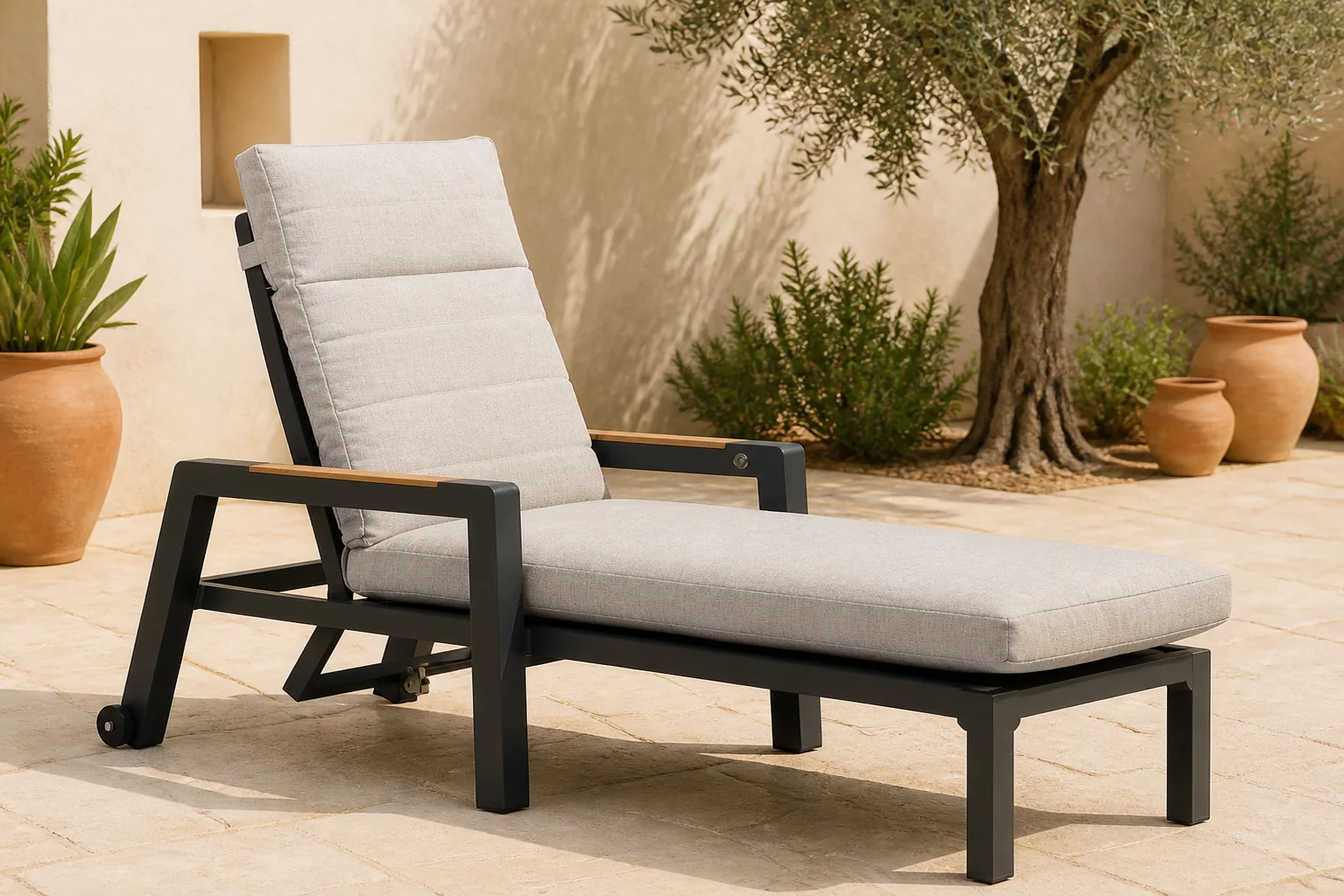 Sfeerfoto van Lifestyle Garden Furniture Evora ligbed verstelbaar – Grijs-antraciet