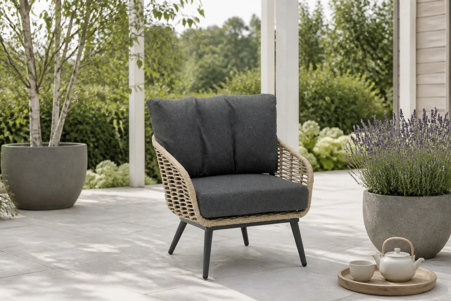 Sfeerfoto van Coco Vinci lounge tuinstoel – Taupe-naturel-bruin