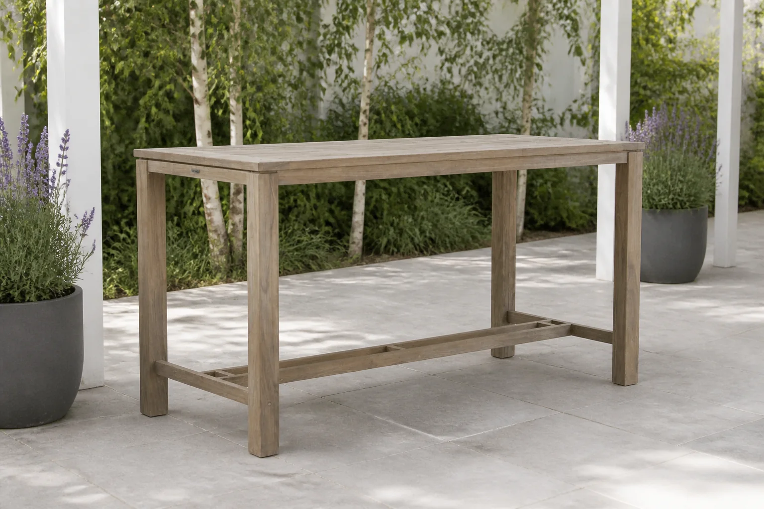 Sfeerfoto van Garden Collections Brighton bartafel 180 x 90 cm – Old teak greywash