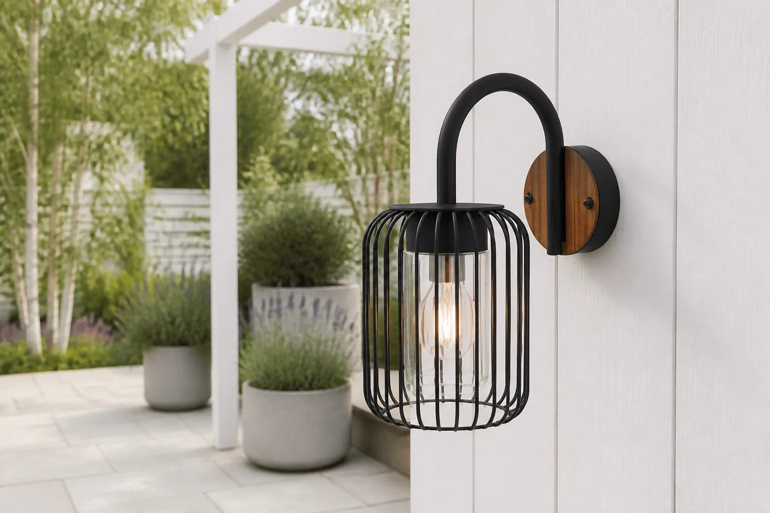 Sfeerfoto van Calex outdoor wall light wire zwart Rome