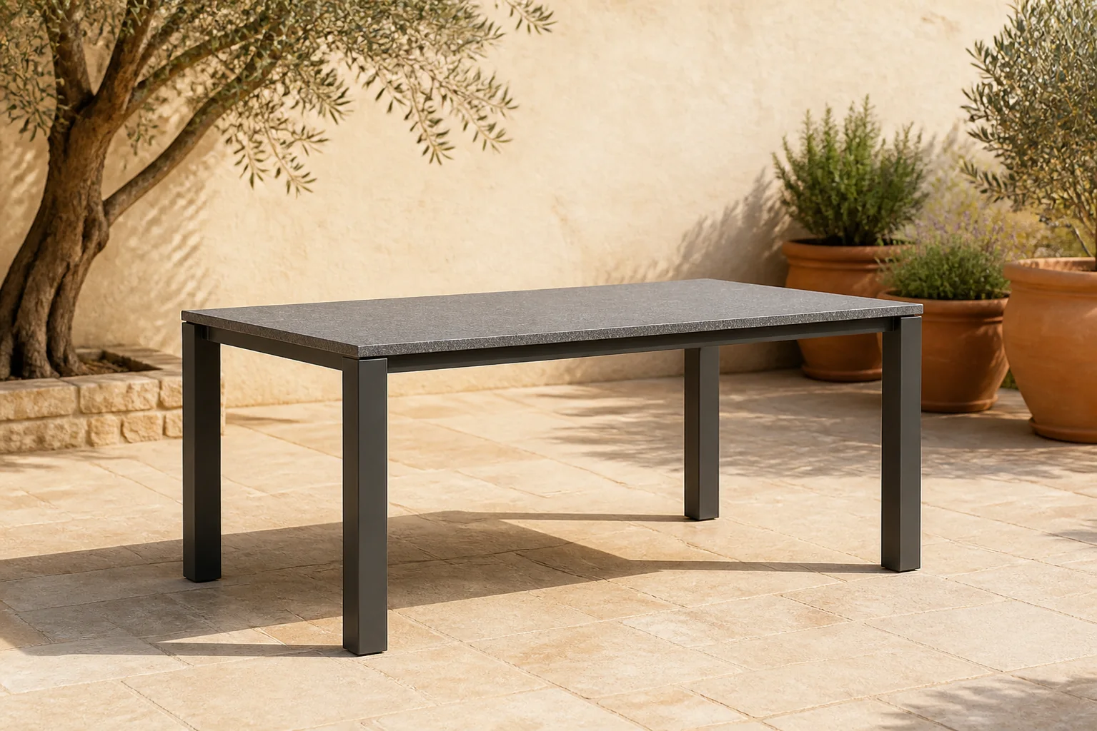 Sfeerfoto van Van Dijk Munster dining tuintafel 180 x 100 cm – Grijs-antraciet