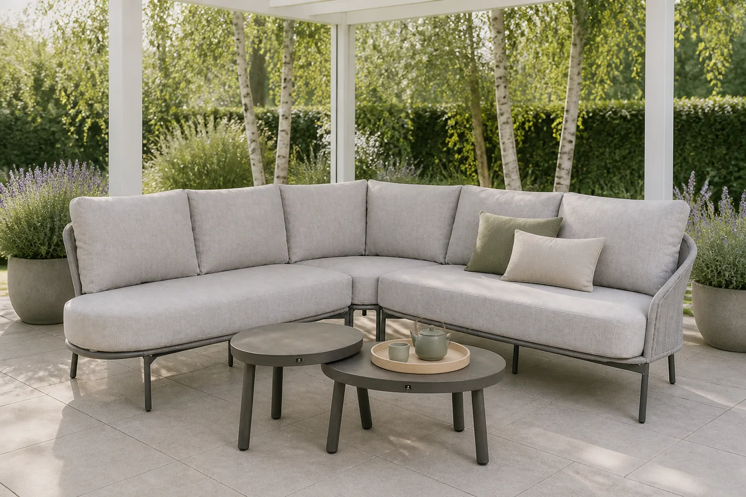 Sfeerfoto van 4 Seasons Outdoor Florence/Livo hoek loungeset 5-delig – Transparant