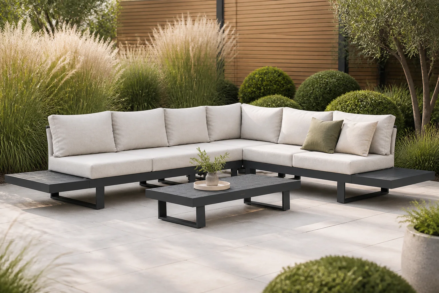 Sfeerfoto van Lifestyle Garden Furniture Lorenzo hoek loungeset 7-delig – Grijs-antraciet