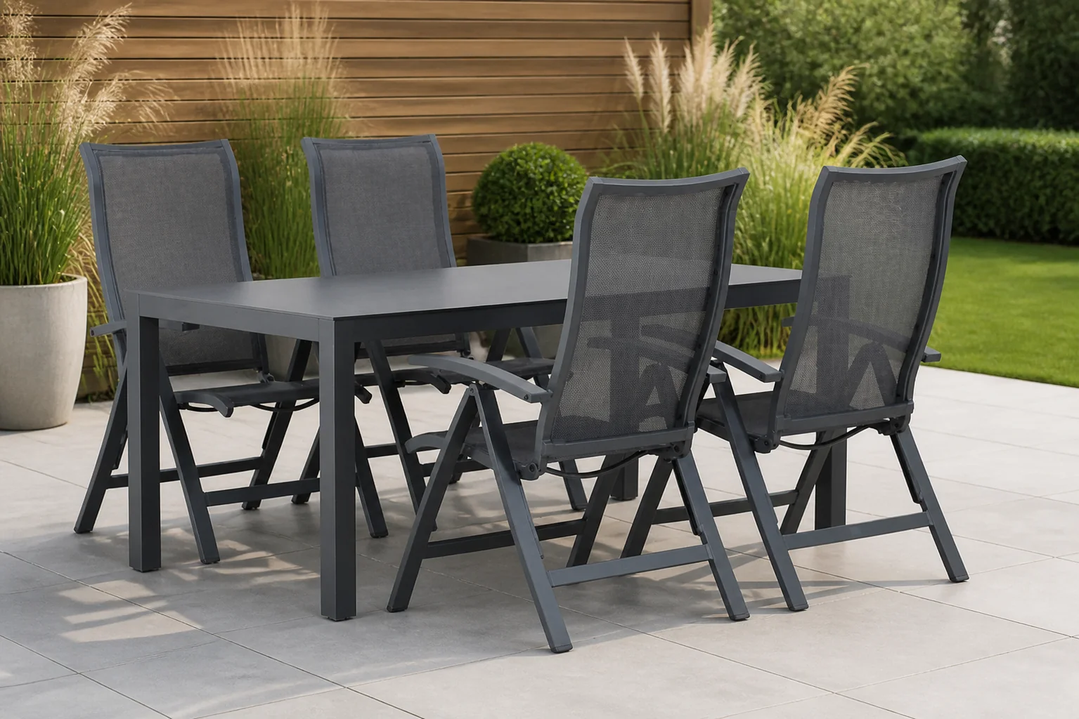 Sfeerfoto van Presto Lucardo/Madras 180 cm dining tuinset 5-delig – Grijs-antraciet
