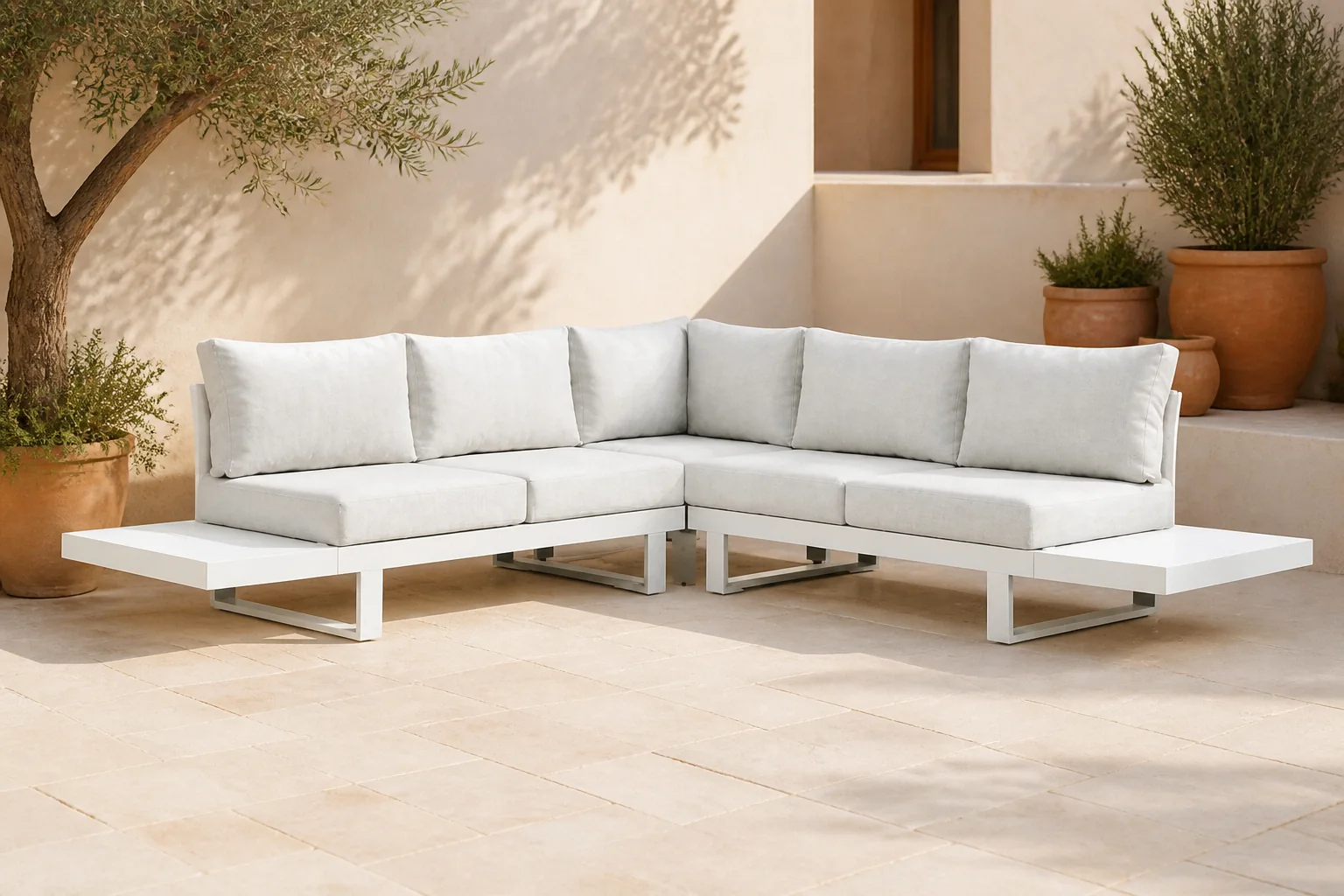 Sfeerfoto van Lifestyle Garden Furniture Lorenzo hoek loungeset 5-delig – Wit