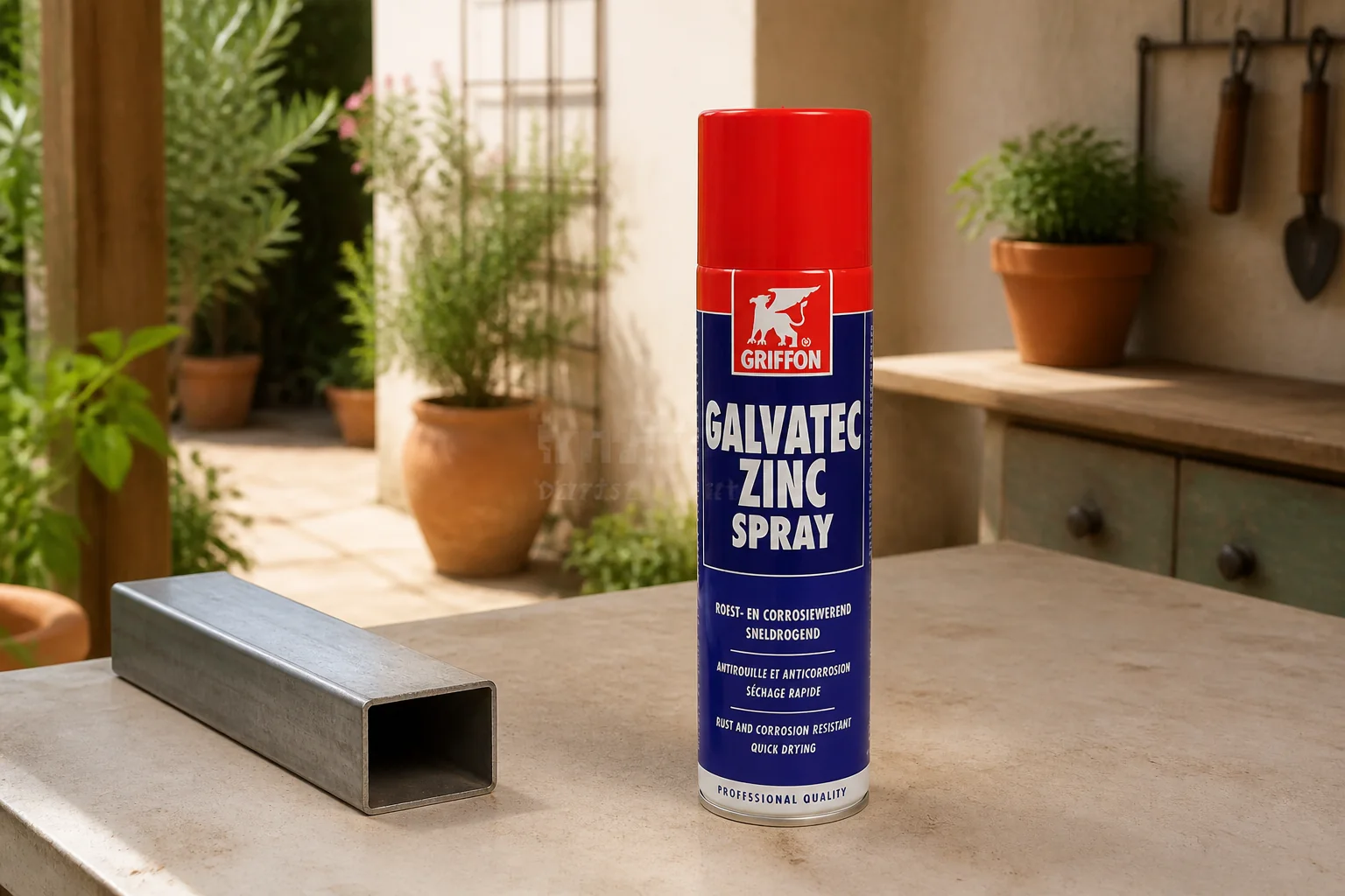 Sfeerfoto van Hortus Griff galvatec zincspray 0,4l AkzoNobel – grijs