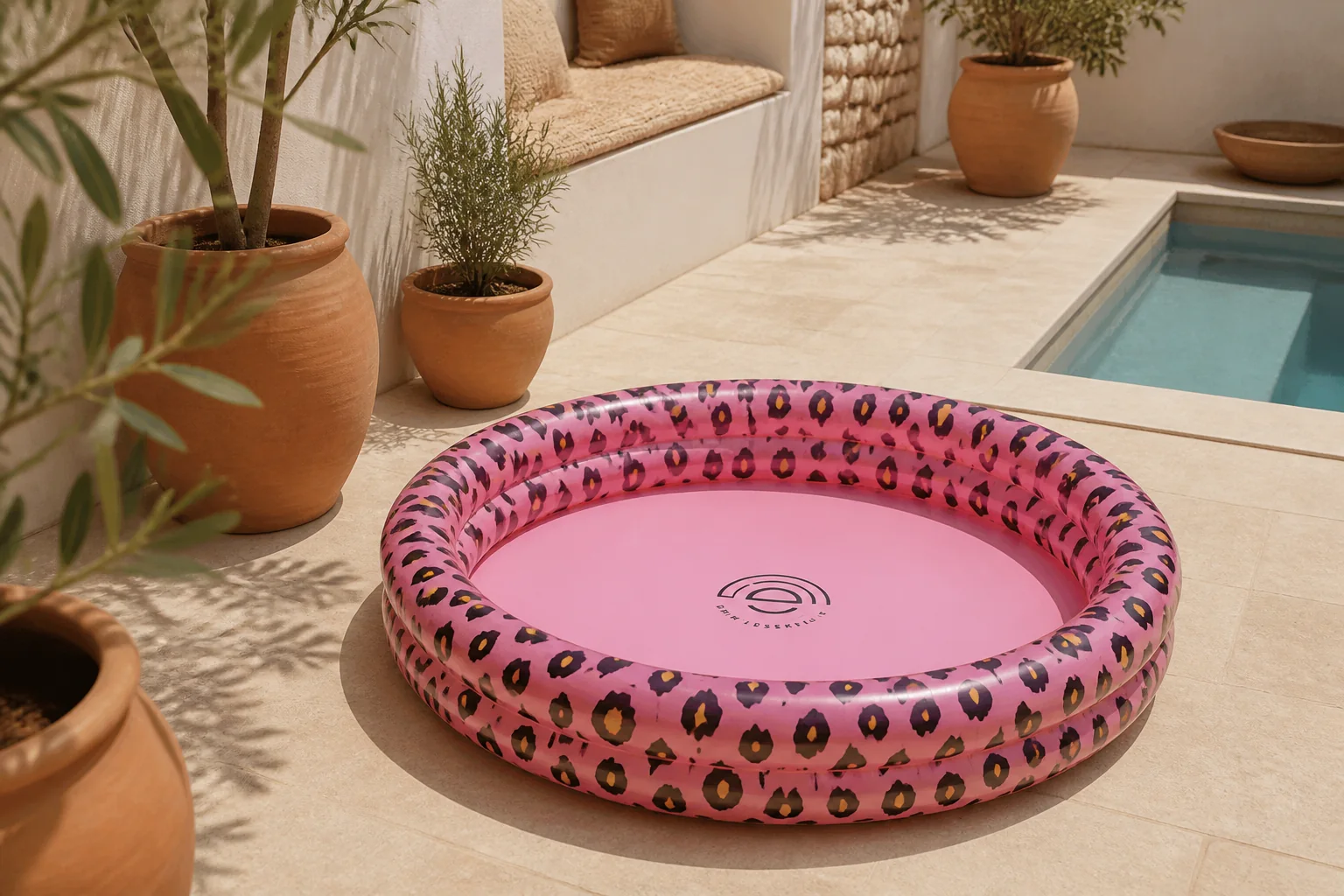 Sfeerfoto van Swim Essentials safari chique rose/gold kinderzwembad (ø100 cm) – multi