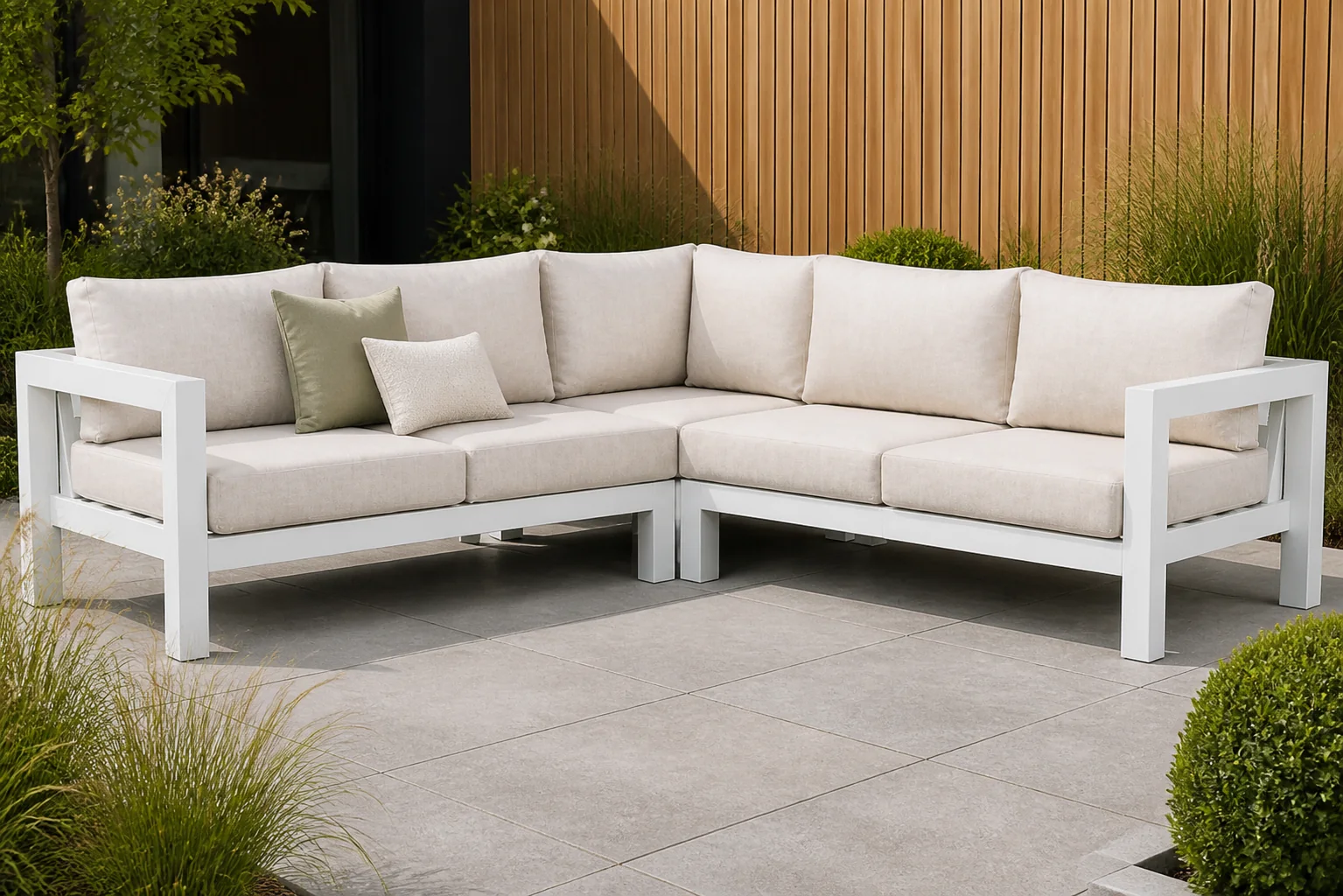 Sfeerfoto van Lifestyle Garden Furniture Luca hoek loungeset 3-delig – Wit
