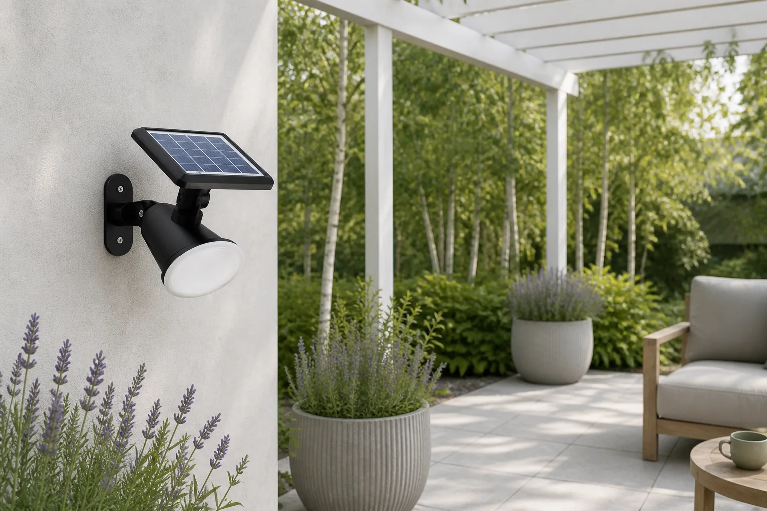 Sfeerfoto van Philips Jivix basic solar spot wand – zwart