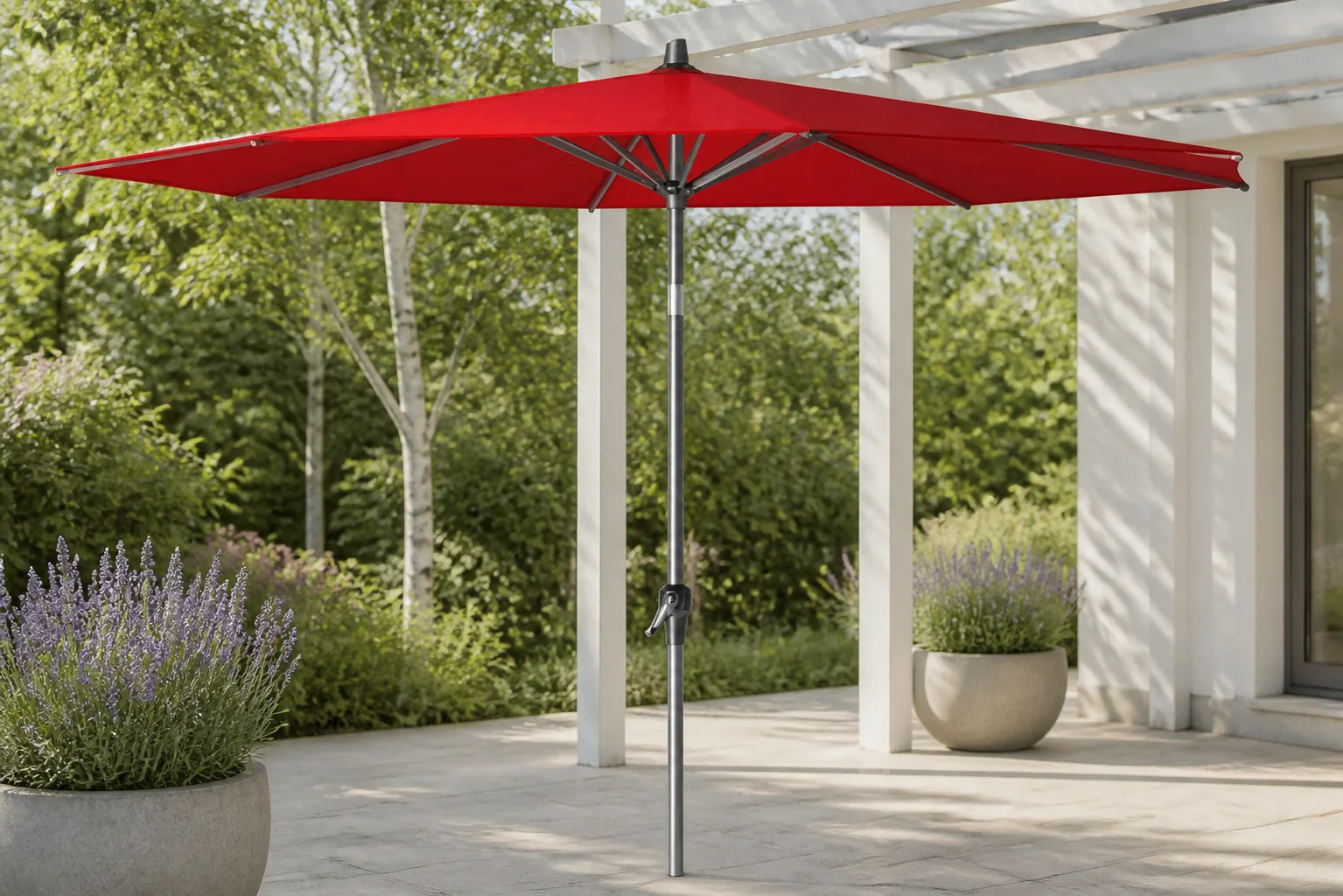 Sfeerfoto van Platinum Sun & Shade | Parasol Riva Ø300 cm | Rood