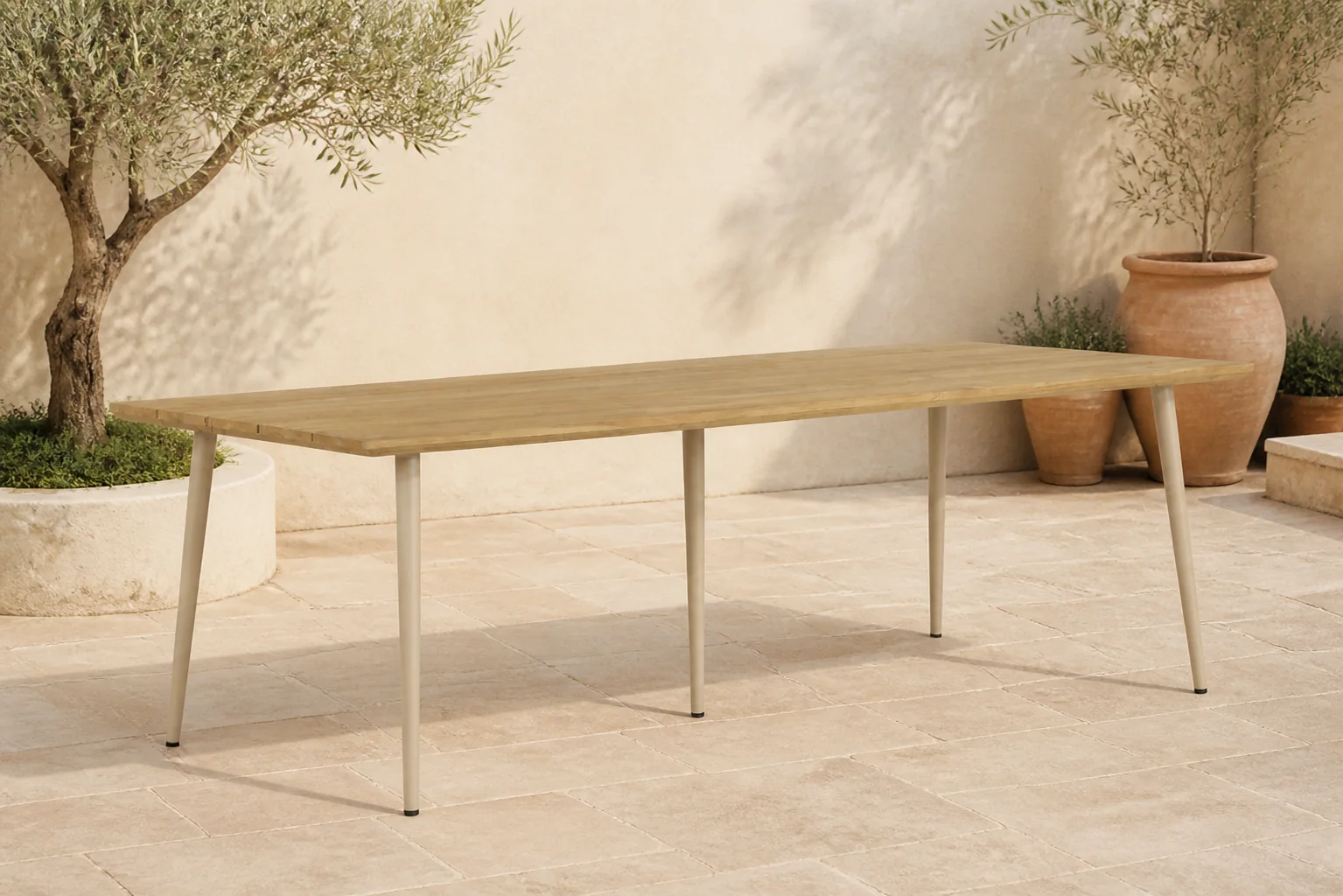 Sfeerfoto van Lifestyle Garden Furniture Montana dining tuintafel 240 x 100 cm – Taupe-naturel-bruin