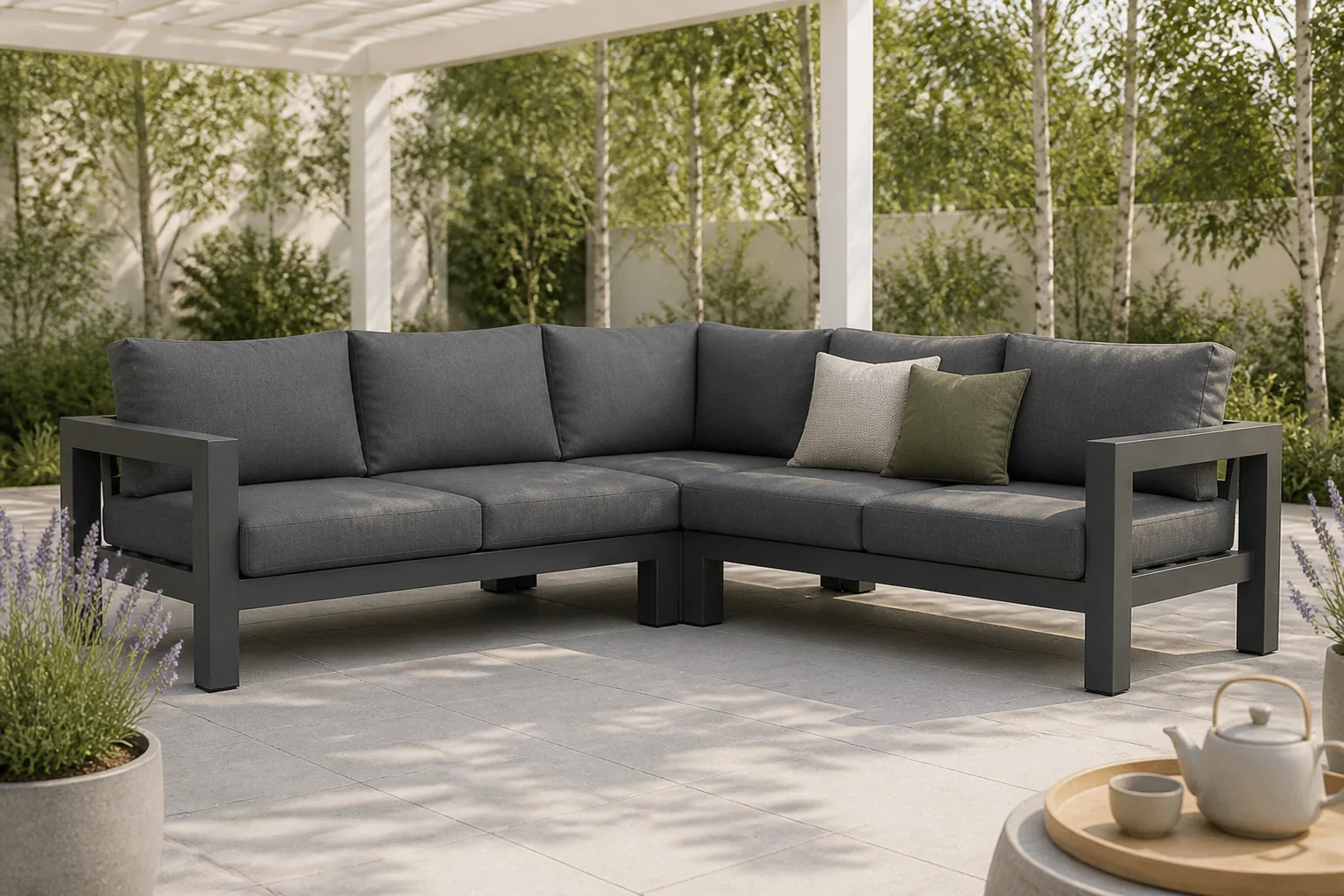 Sfeerfoto van Lifestyle Garden Furniture Luca hoek loungeset 3-delig – Grijs-antraciet